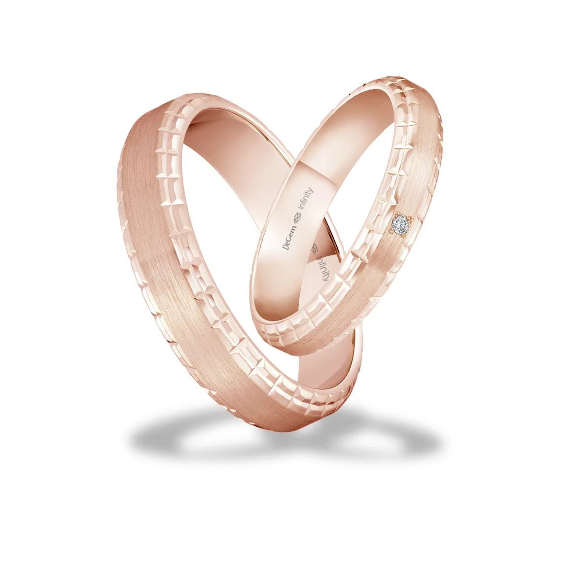 Infinity Shaynee 750 Rose Gold With 1 Round Brilliant Diamond Wedding Band - DeGem Malaysia
