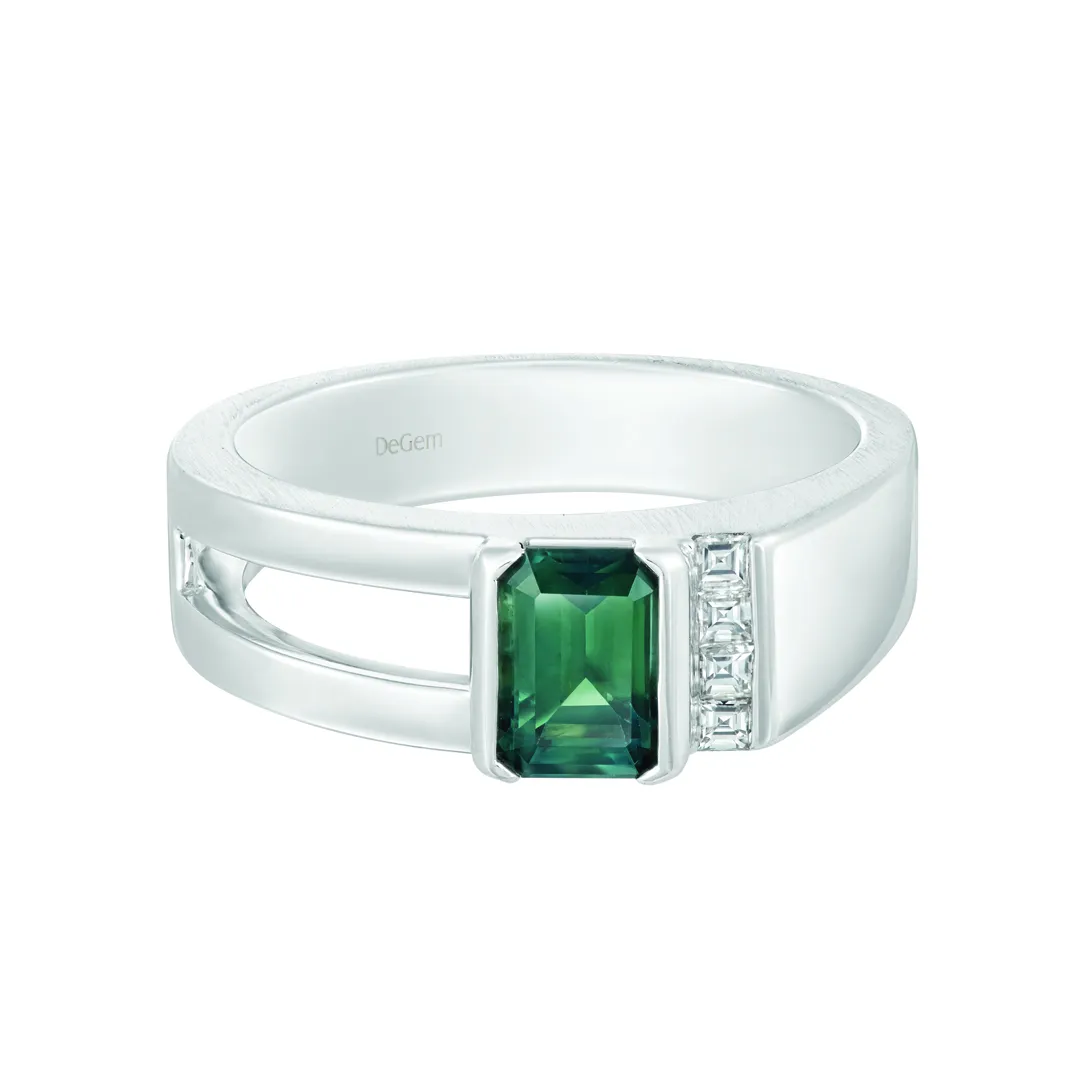 DeGem Green Sapphire Men’s Ring