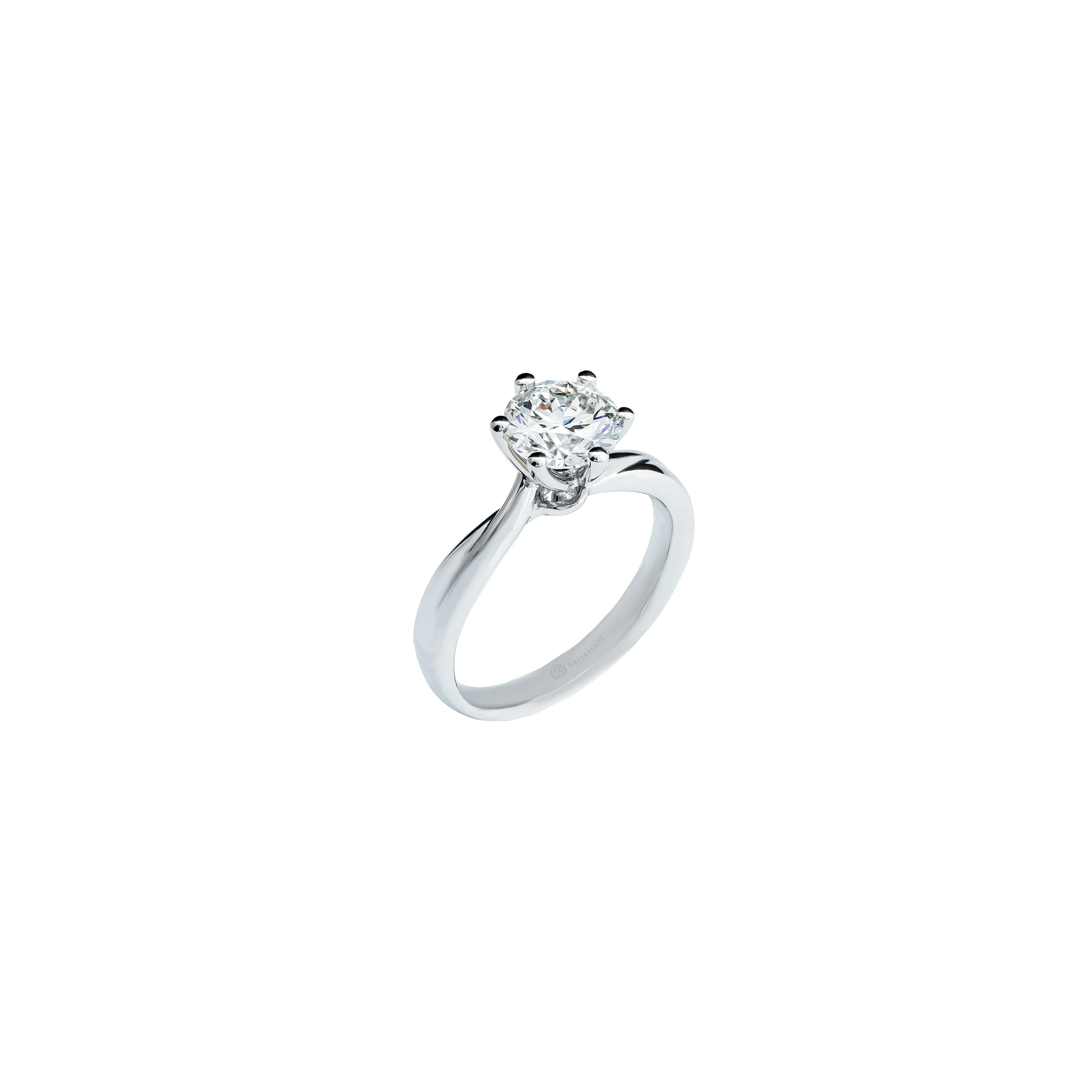 BrilliantC Secret Solitaire Diamond Ring in Platinum - Angled View - DeGem Malaysia