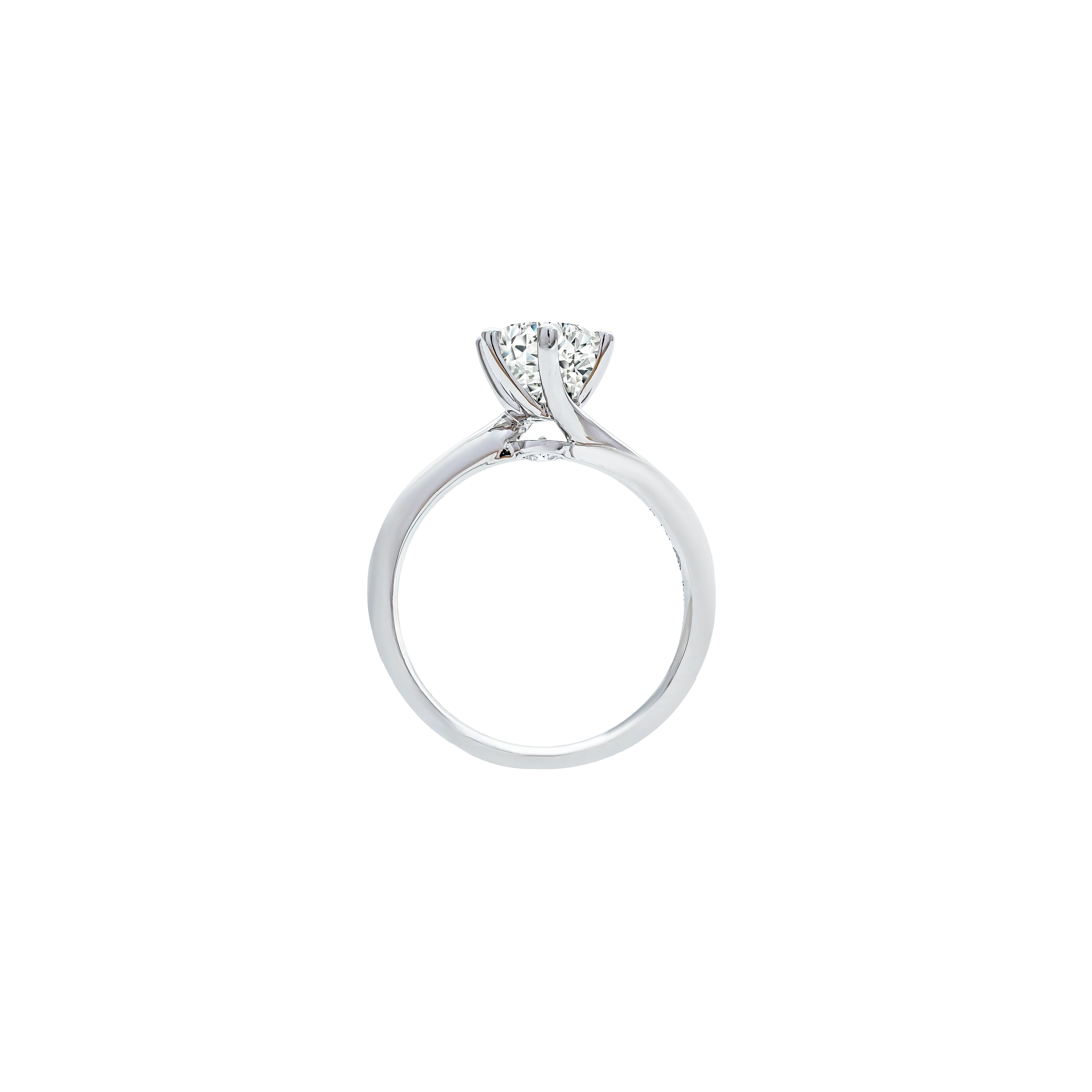 BrilliantC Secret Solitaire Diamond Ring in Platinum - Front View - DeGem Malaysia