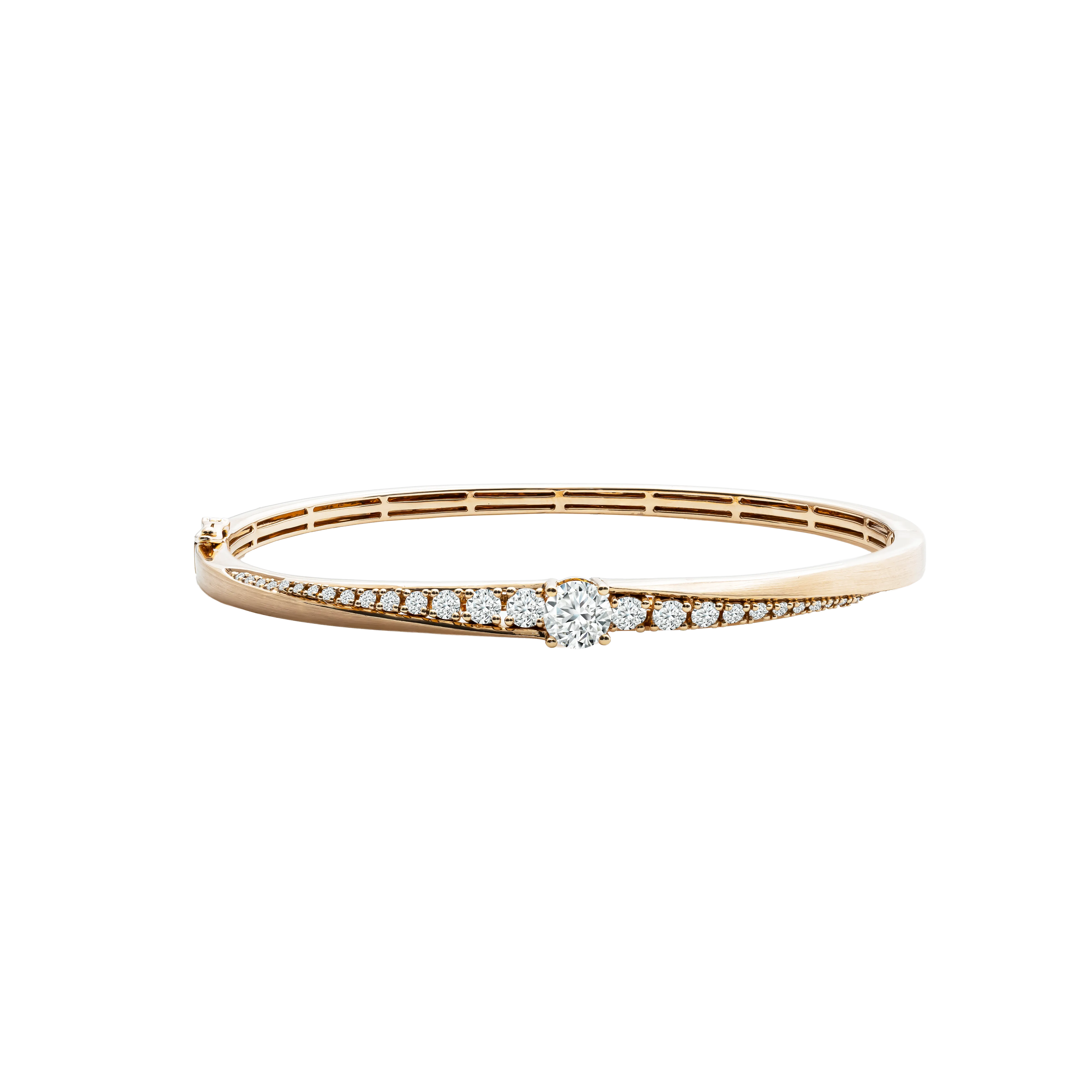 BrilliantC Still Diamond Bangle in 18K Rose Gold - Side View - DeGem Malaysia