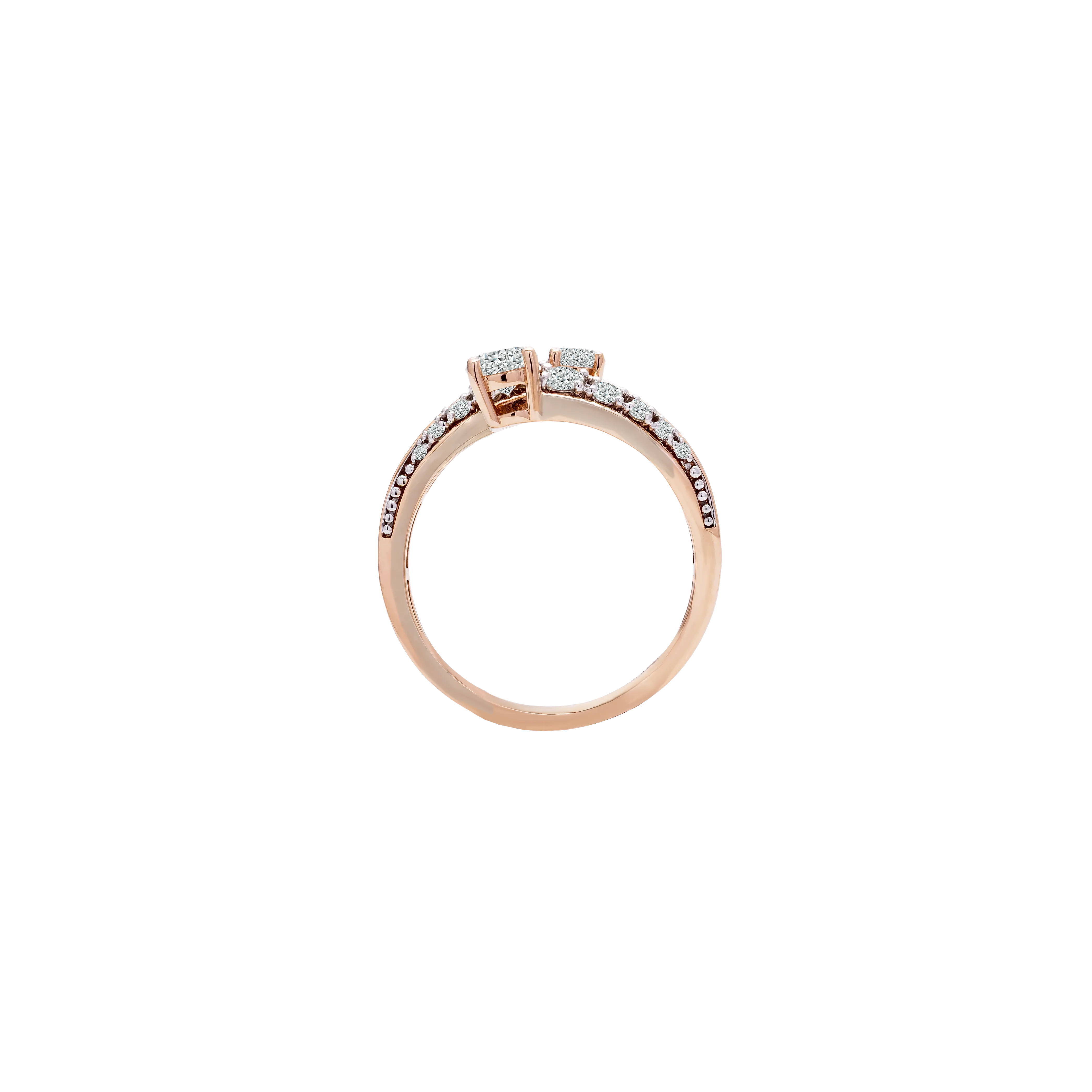 BrilliantC Still Rose Gold Diamond Ring in 18K Rose Gold - Front View - DeGem Malaysia