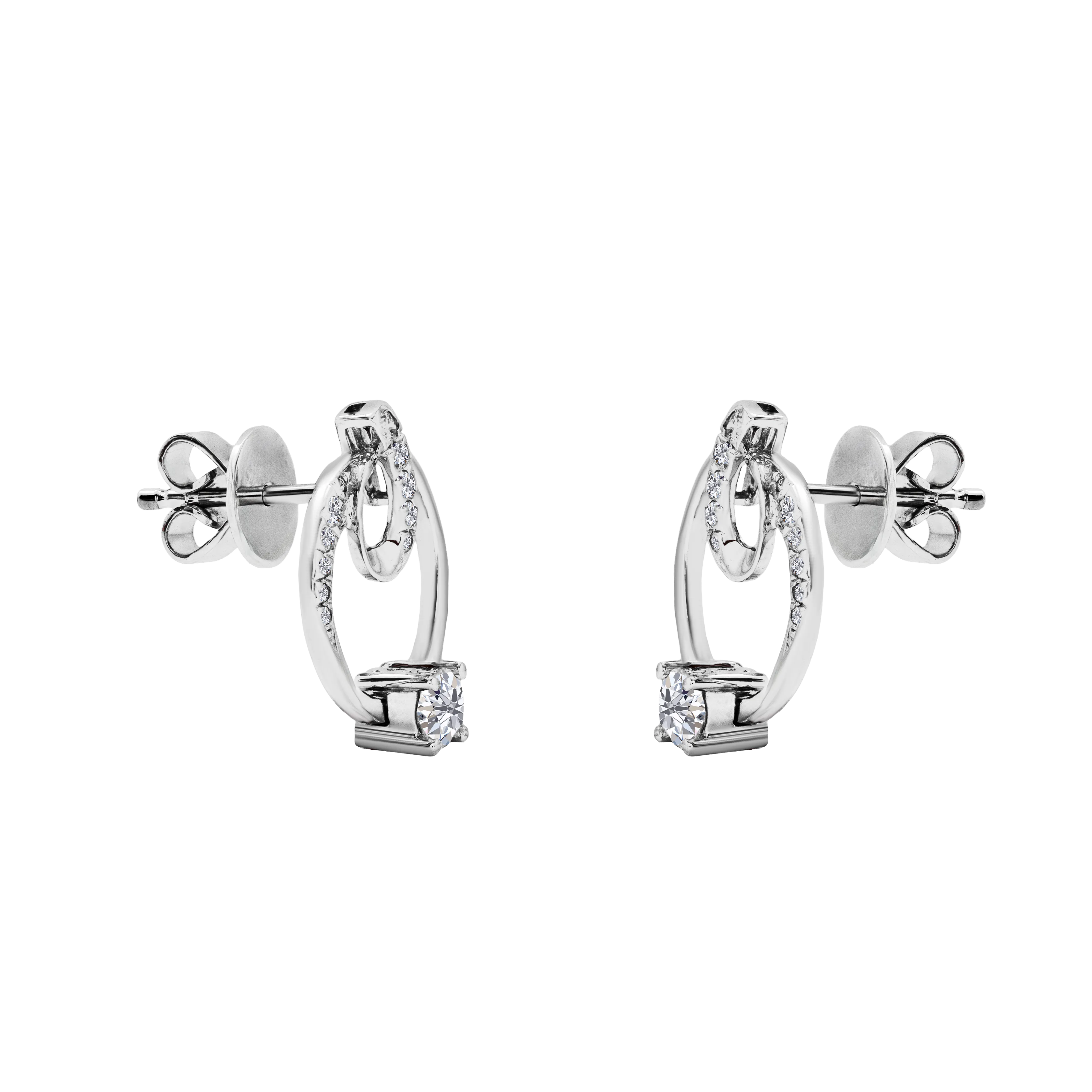 BrilliantC Loop Diamond Earring in 18K White Gold - Side View - DeGem Malaysia