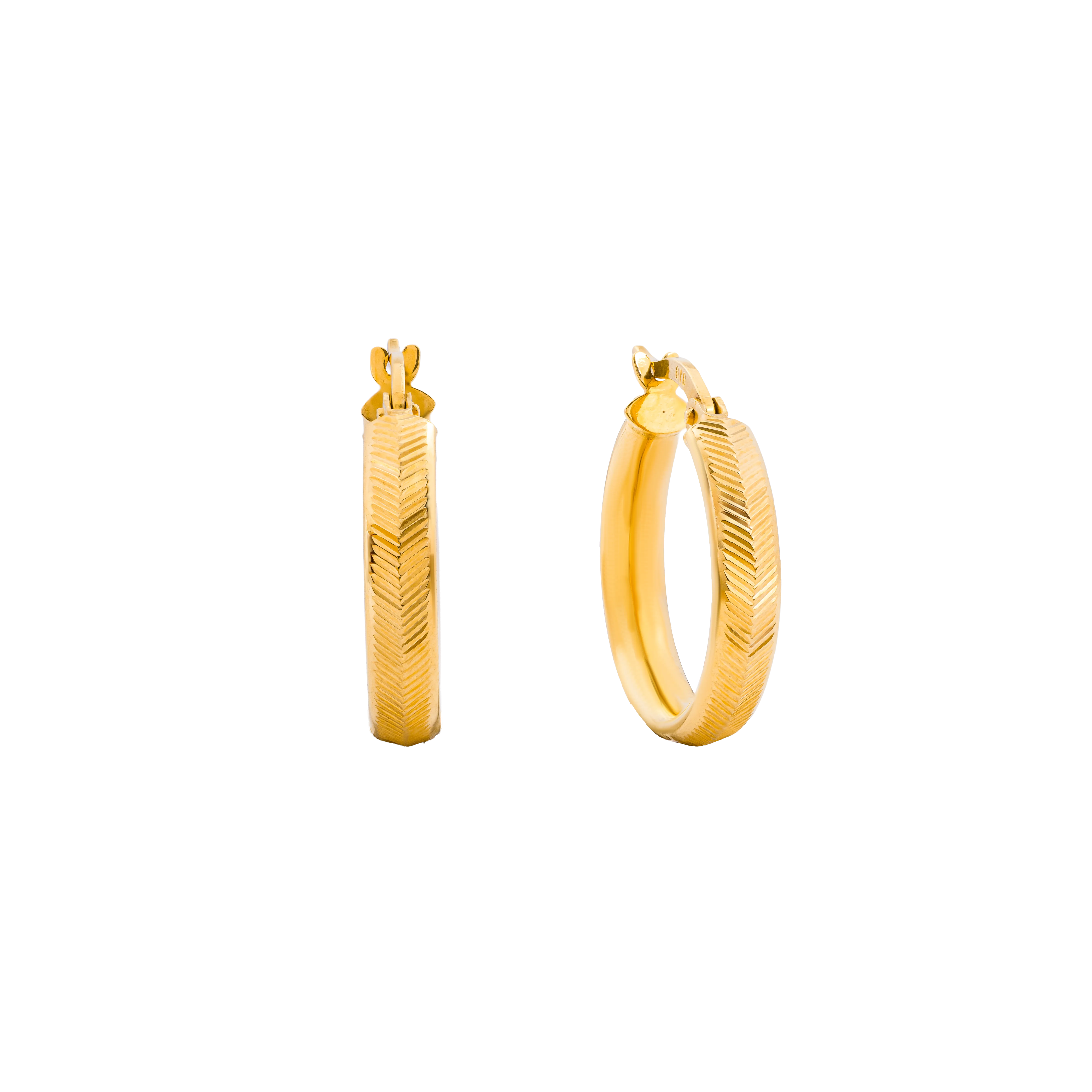 Aurea Gold Hoop Earring in 916 Yellow Gold - DeGem Malaysia