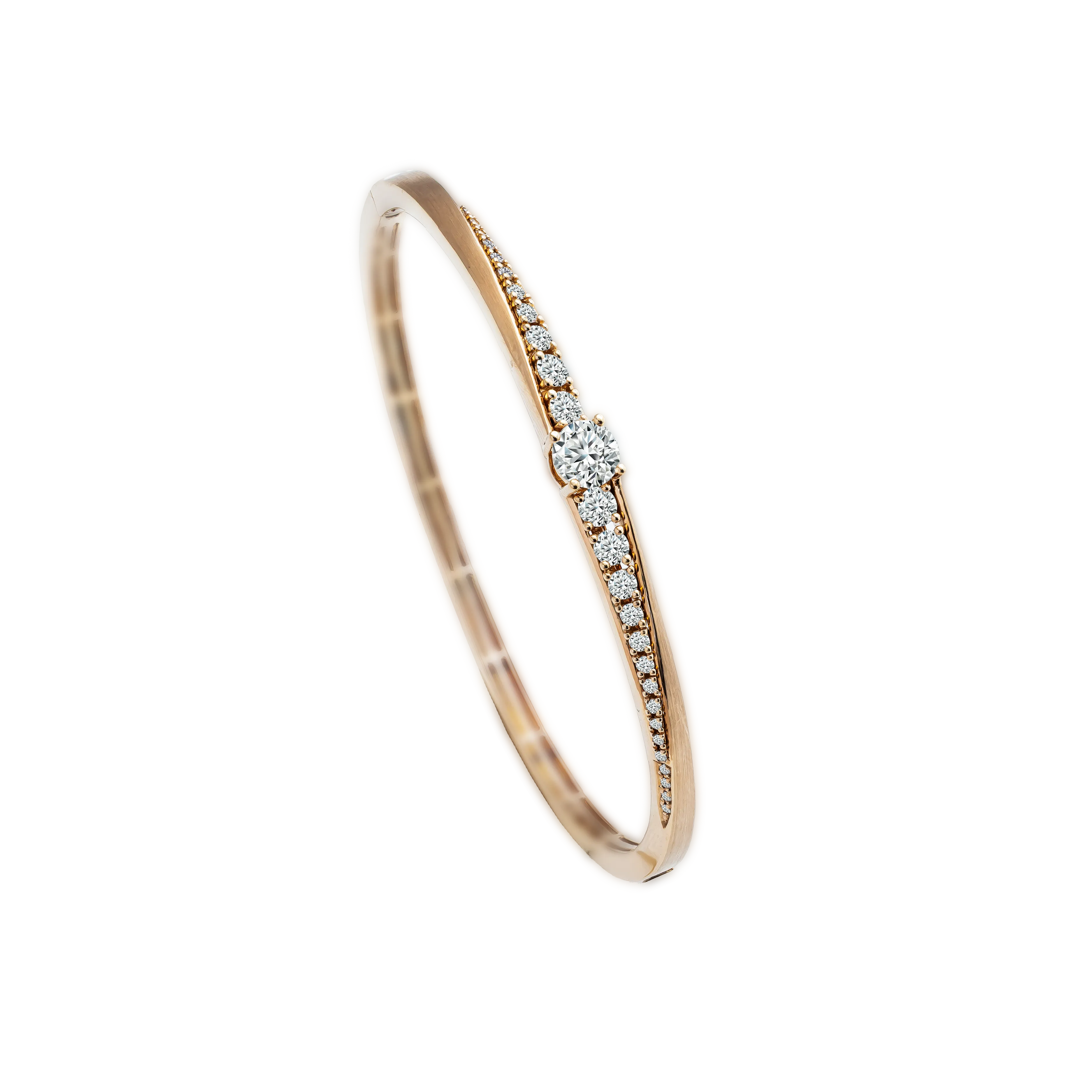 BrilliantC Still Diamond Bangle in 18K Rose Gold - Top View - DeGem Malaysia