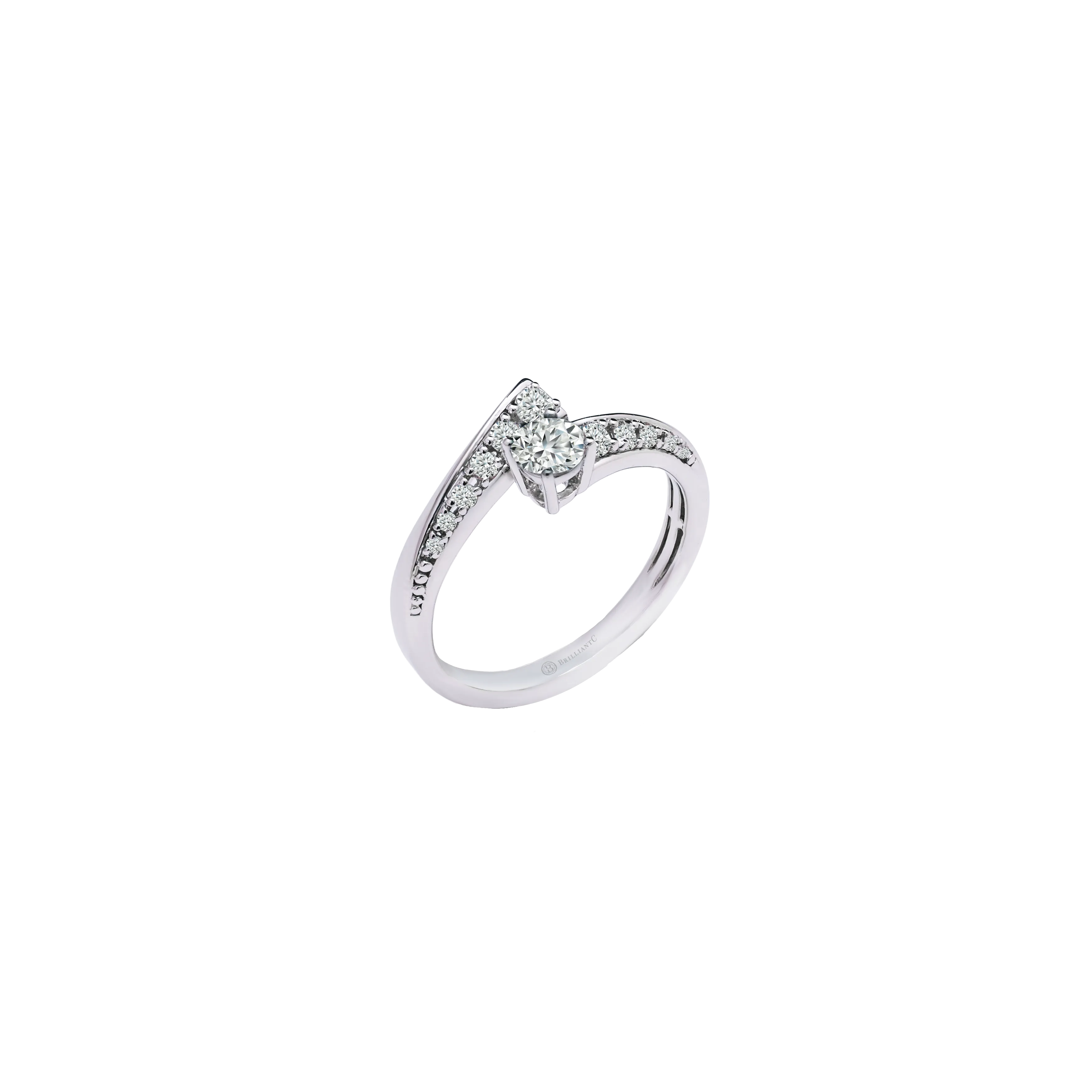 BrilliantC Still Diamond Ring in Platinum - Angled View - DeGem Malaysia