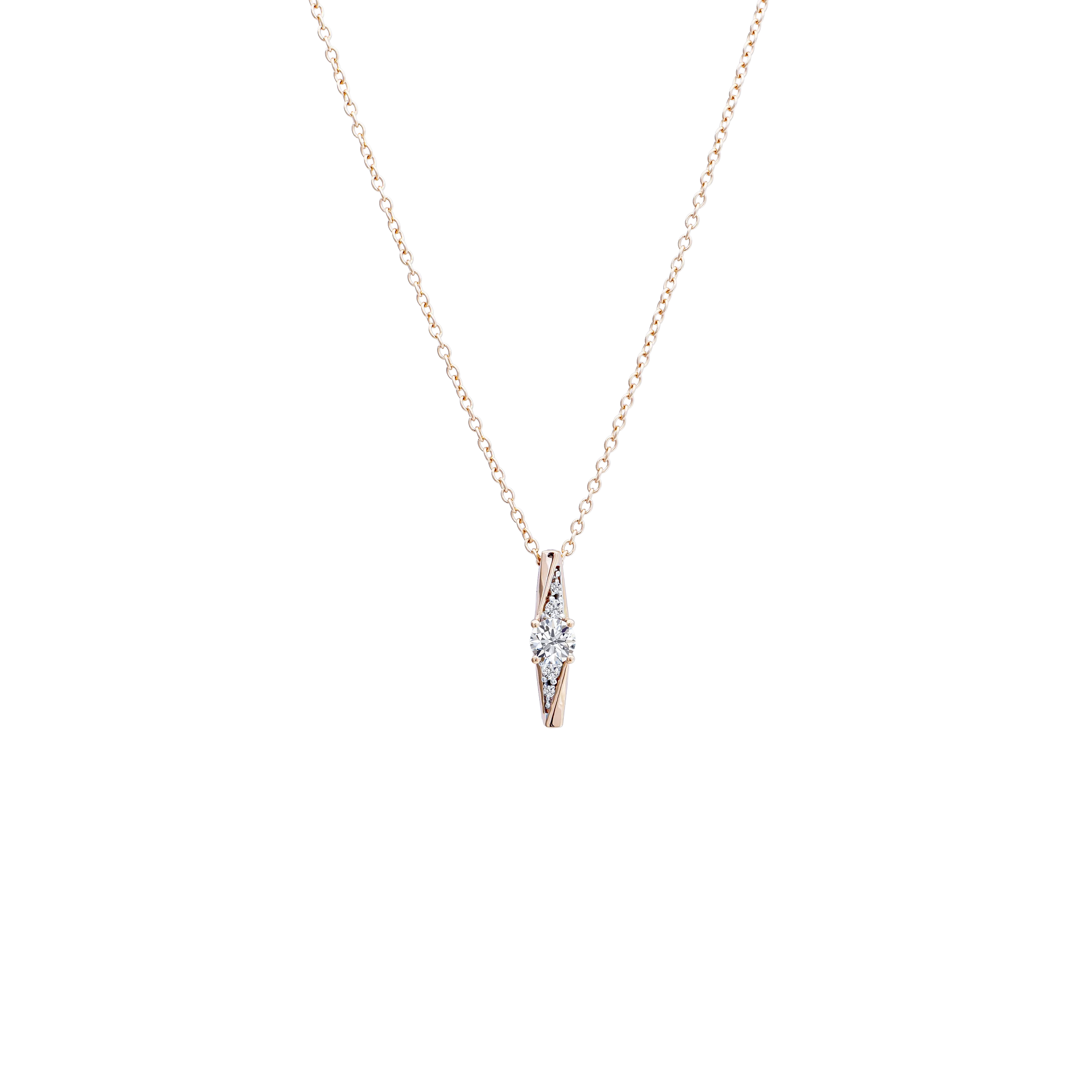 BrilliantC Still Diamond Necklace in 18K Rose Gold - Front View - DeGem Malaysia