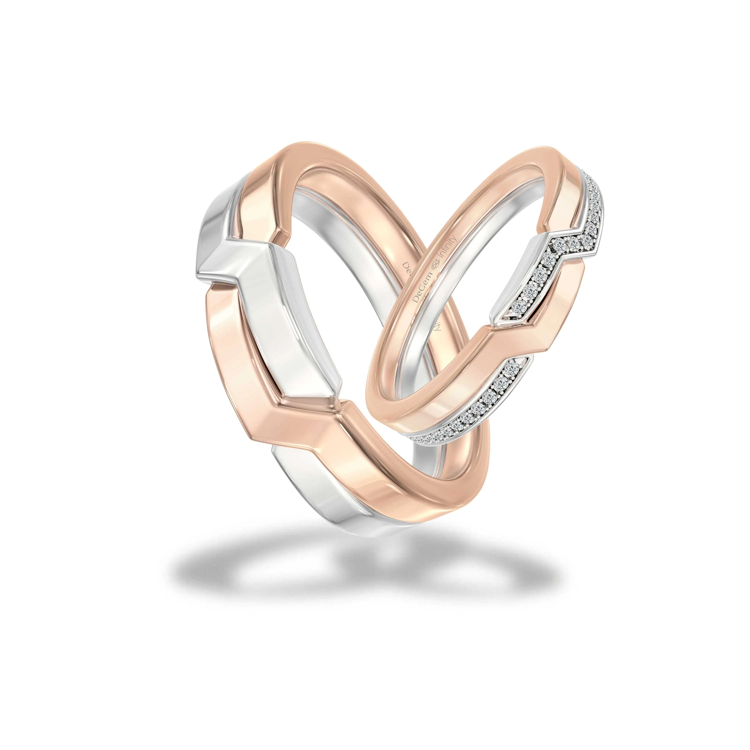 Infinity Sydney 18K White Gold And Rose Gold With 27 Round Brilliant Diamonds Wedding Band - DeGem Malaysia