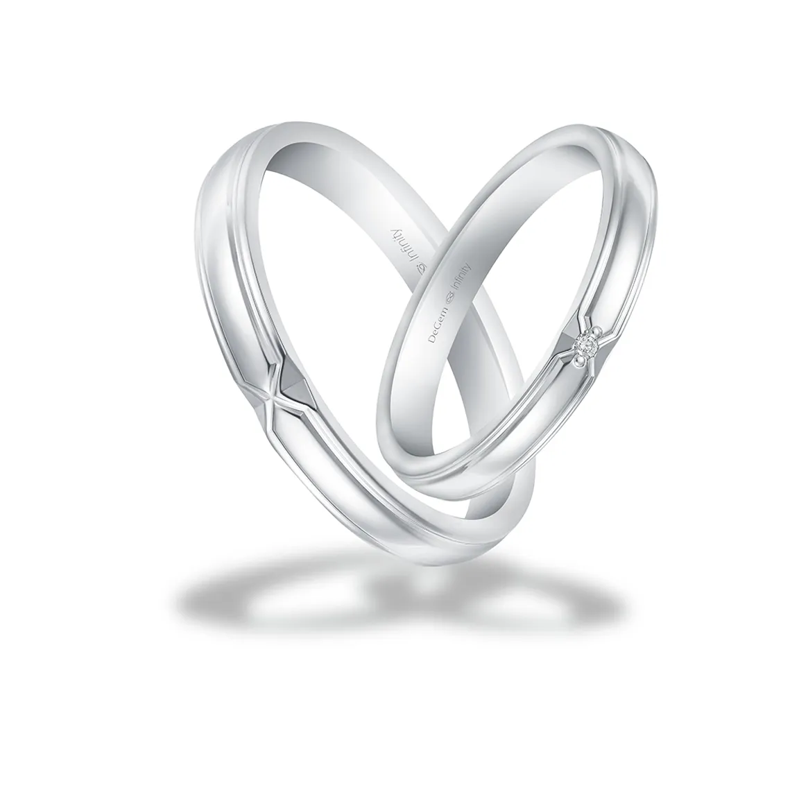 Infinity Eleanor PT950 Platinum With 1 Round Brilliant Diamond Wedding Band - DeGem Malaysia