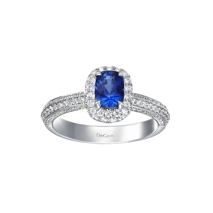 Infinity Precious Sapphire and Micropavé Diamonds 18K White Gold Engagement Ring - DeGem Malaysia