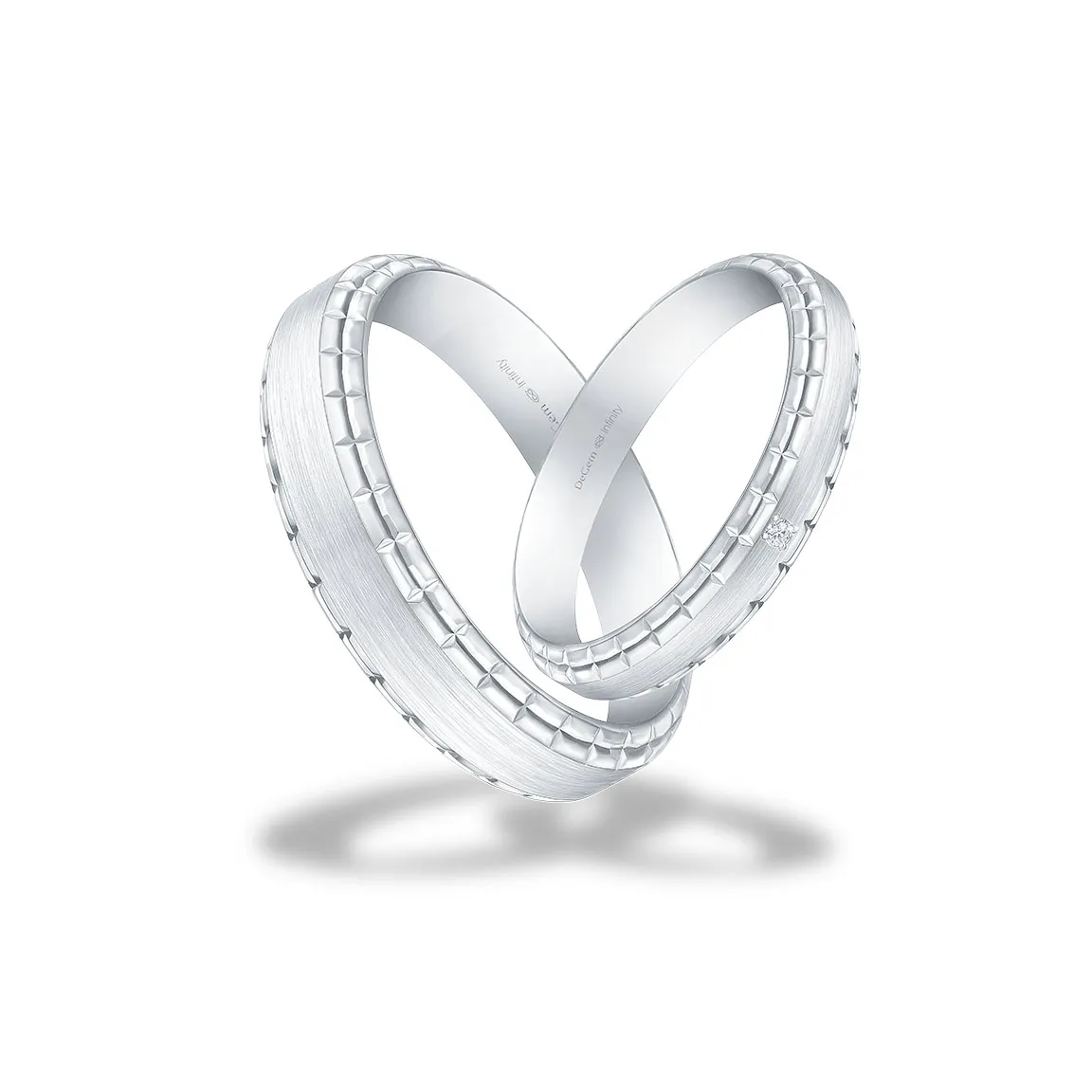 Infinity Shaynee PT950 Platinum With 1 Round Brilliant Diamond Wedding Band - DeGem Malaysia