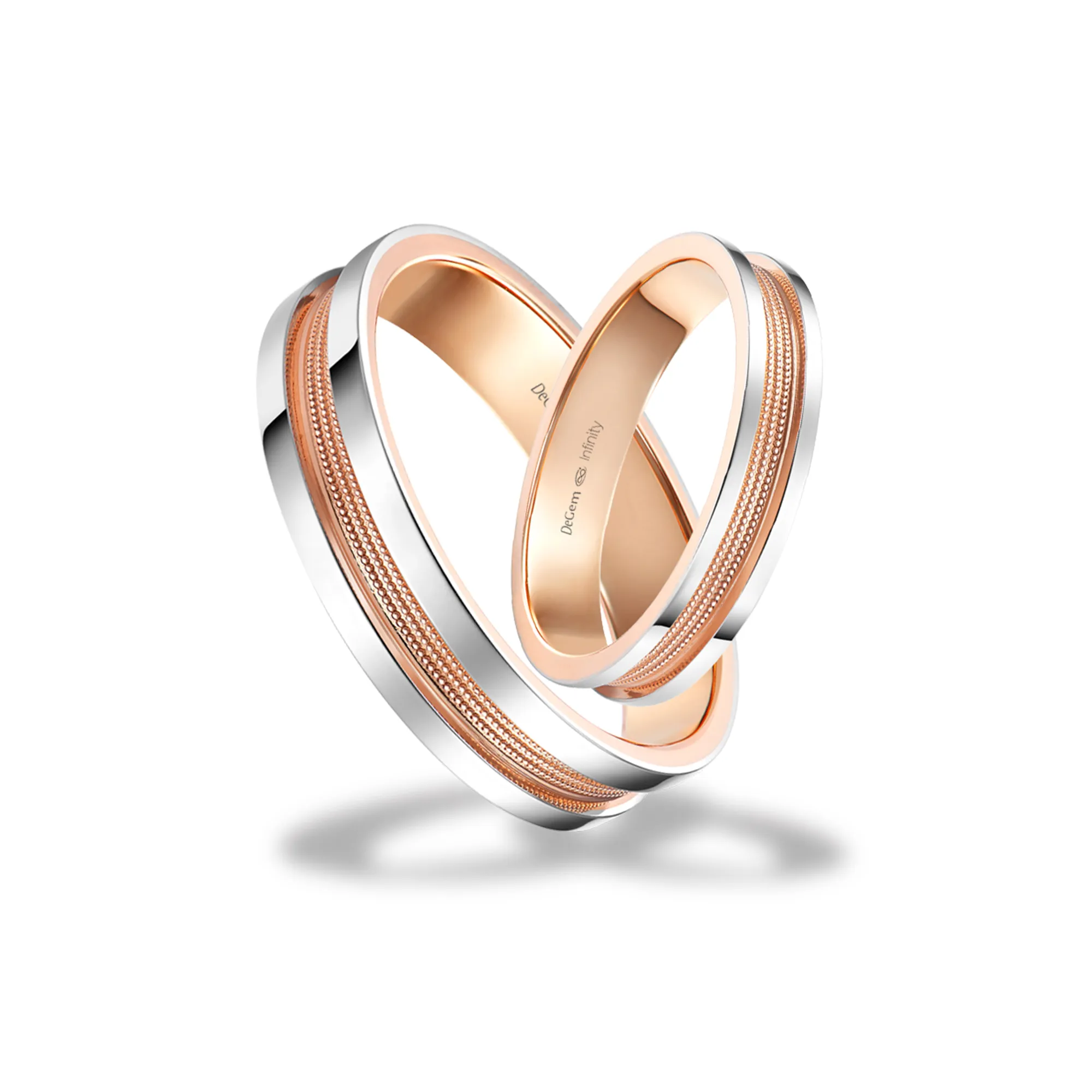 Infinity Shelby Platinum And 18K Rose Gold Wedding Band - DeGem Malaysia