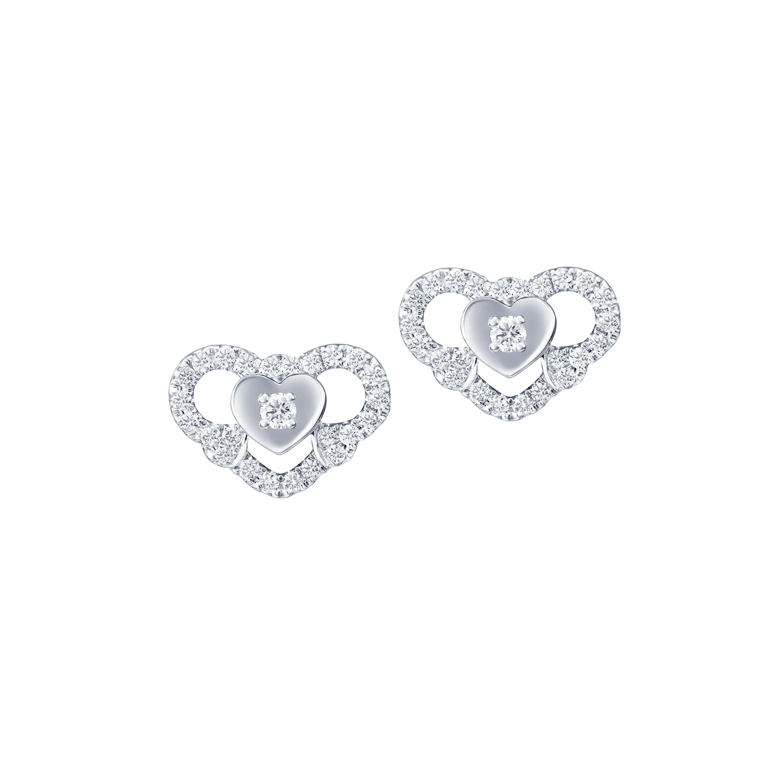 Soleluna Love Struck Lock Diamond Earrings In 10k White Gold With 50 Pieces Of Diamonds - DeGem Malaysia