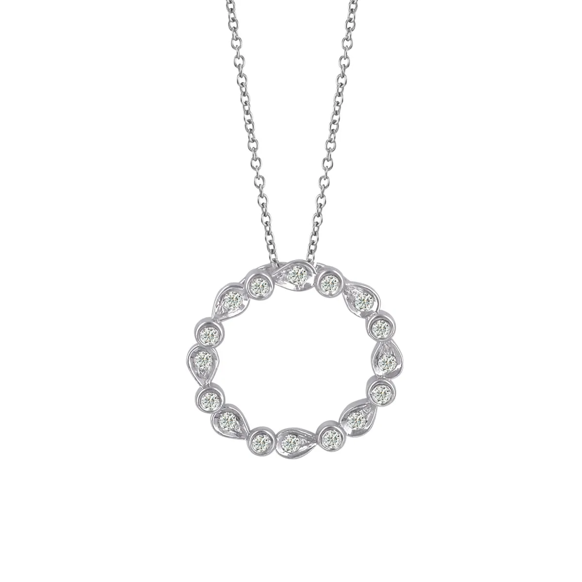 Soleluna Astra Cicle Of Live Diamond Necklace In 10K White Gold With 16 Pieces Of Diamonds - DeGem Malaysia