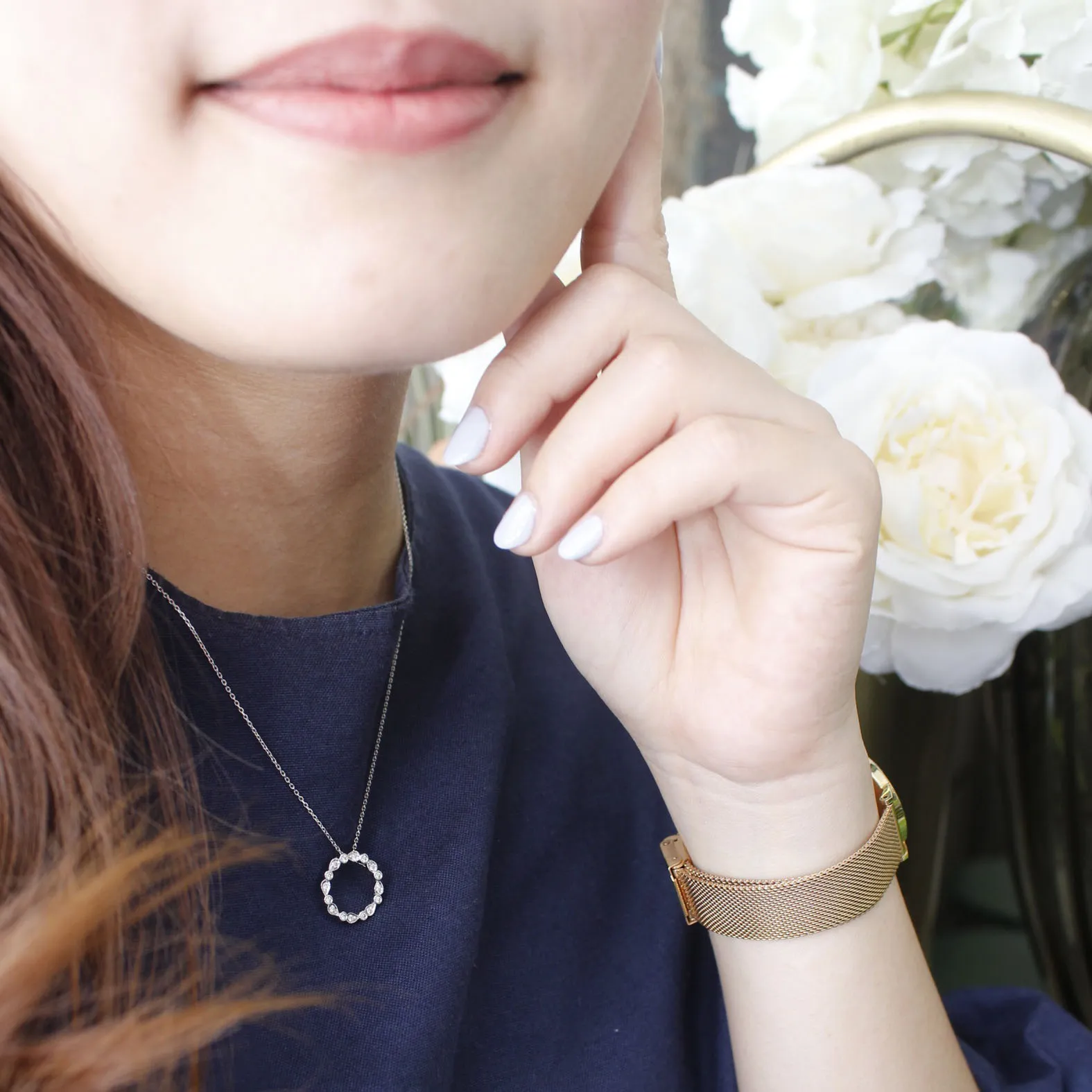 Soleluna Astra Circle Of Life Diamond Necklace Representing the Infinite Nature of Energy in Sparkles with 10K White Gold and 16 Pieces of Diamonds - DeGem Malaysia