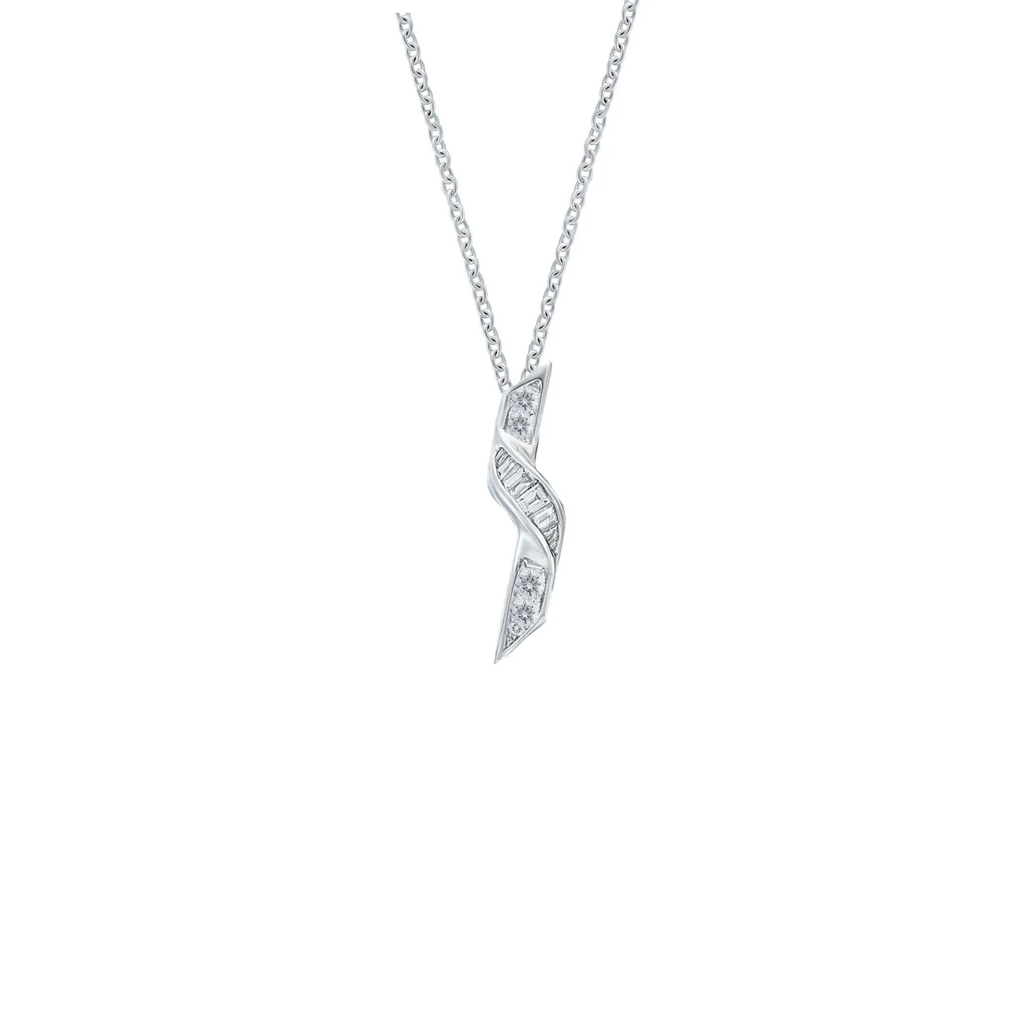 Soleluna Vero Amore Necklace In 10K White Gold With 8 Pieces Of Baguette-cut Diamonds And 4 Pieces Of Round Brilliant Cut Diamonds - DeGem Malaysia