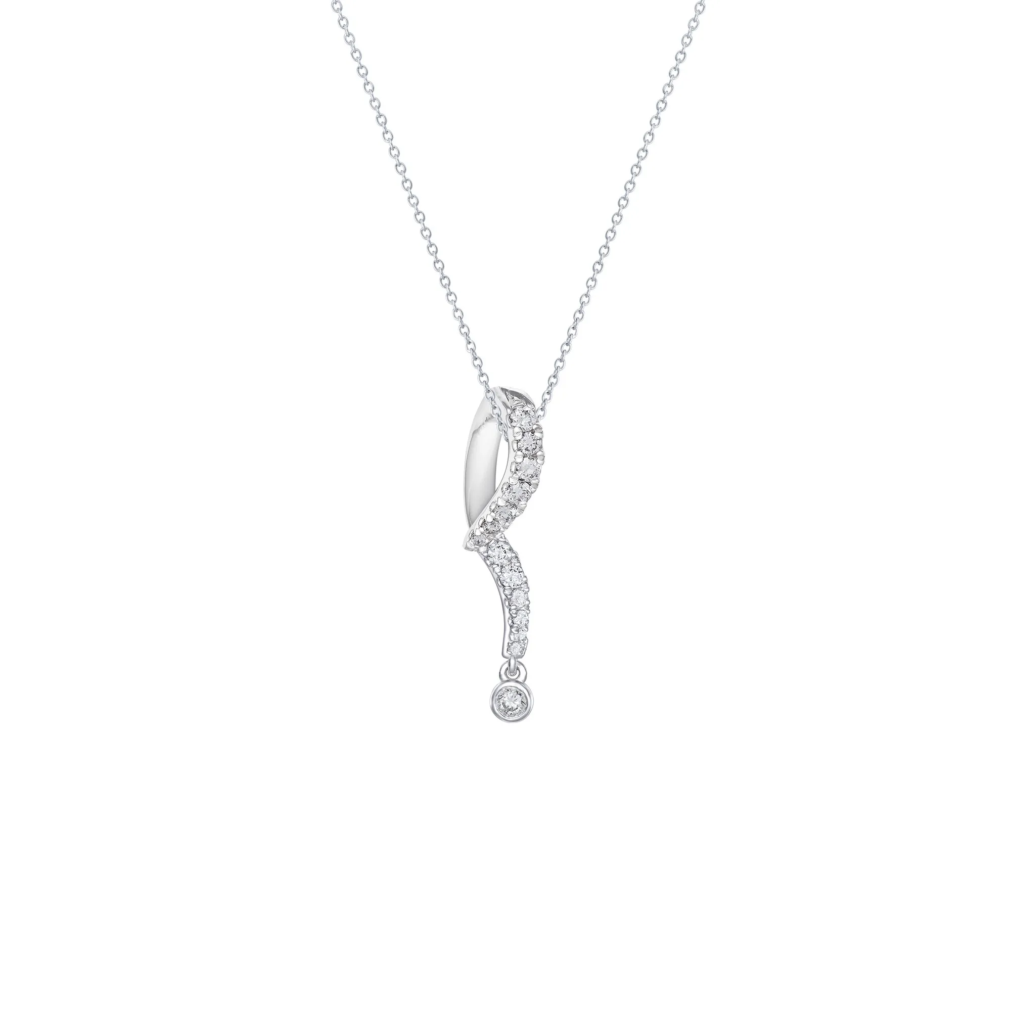 Soleluna Alyse Diamond Necklace In 10k White Gold With 14 Pieces of Round Diamond- DeGem Malaysia