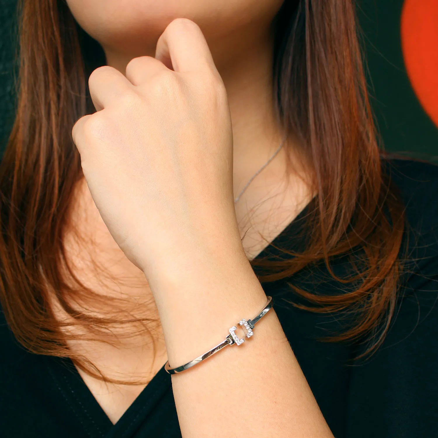 Soleluna Astra Unity Bangle Set in 10K White Gold with 14 Pieces of Diamonds - DeGem Malaysia