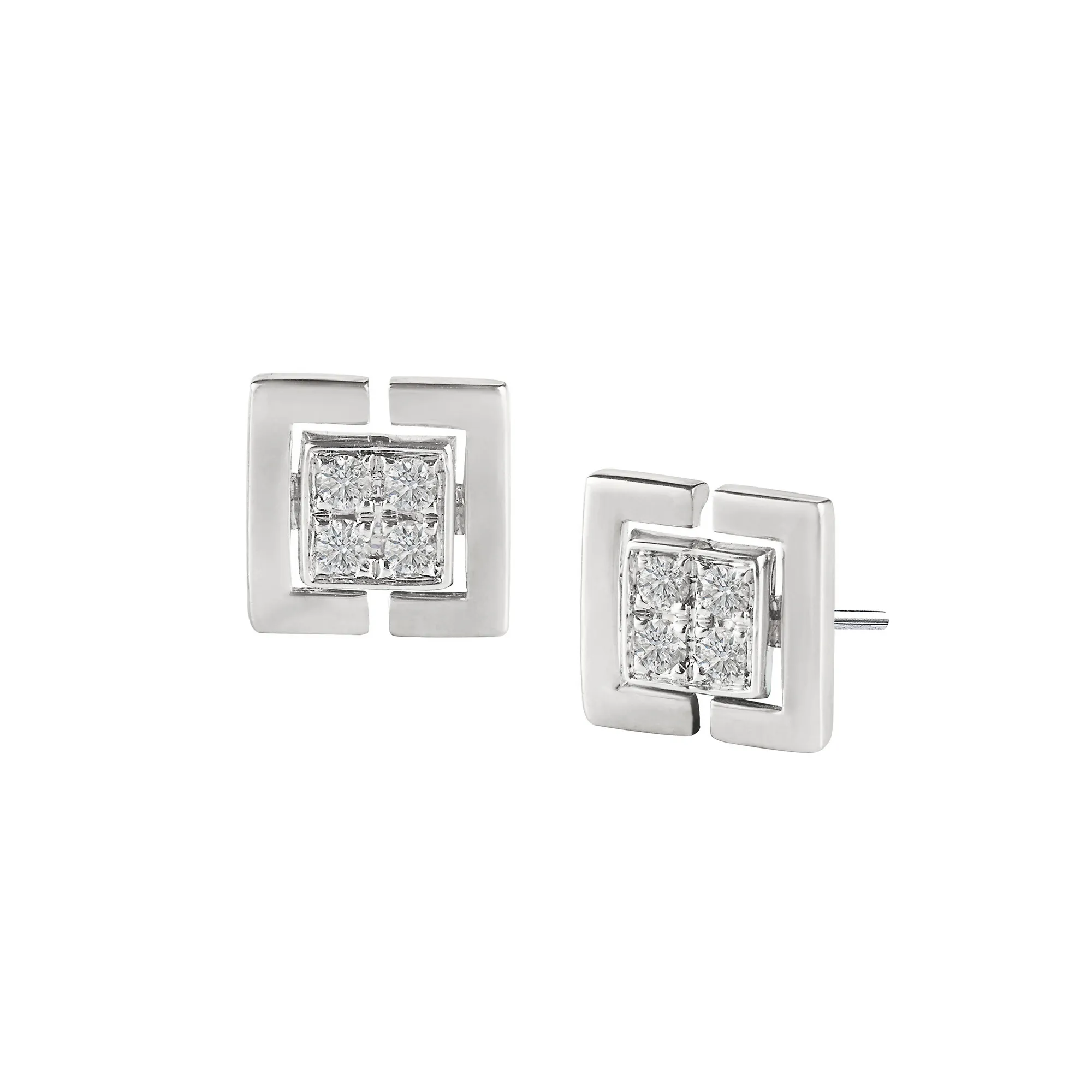 Soleluna Astra Unity Earrings In 10k White Gold With 8 Pieces Of Diamonds - DeGem Malaysia