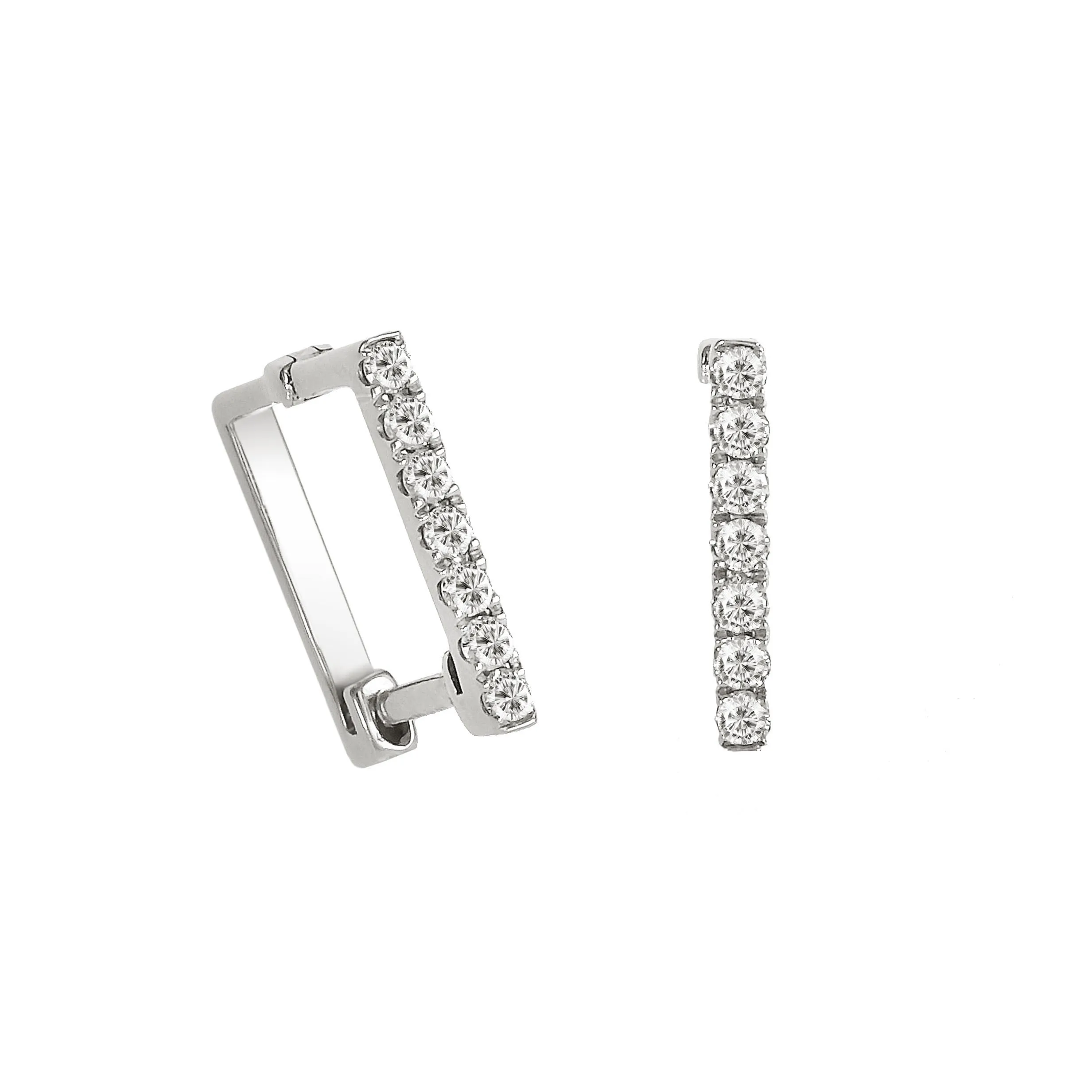 Soleluna Astra Linear Diamond Earrings In 10k White Gold With 14 Pieces Of Diamonds - DeGem Malaysia
