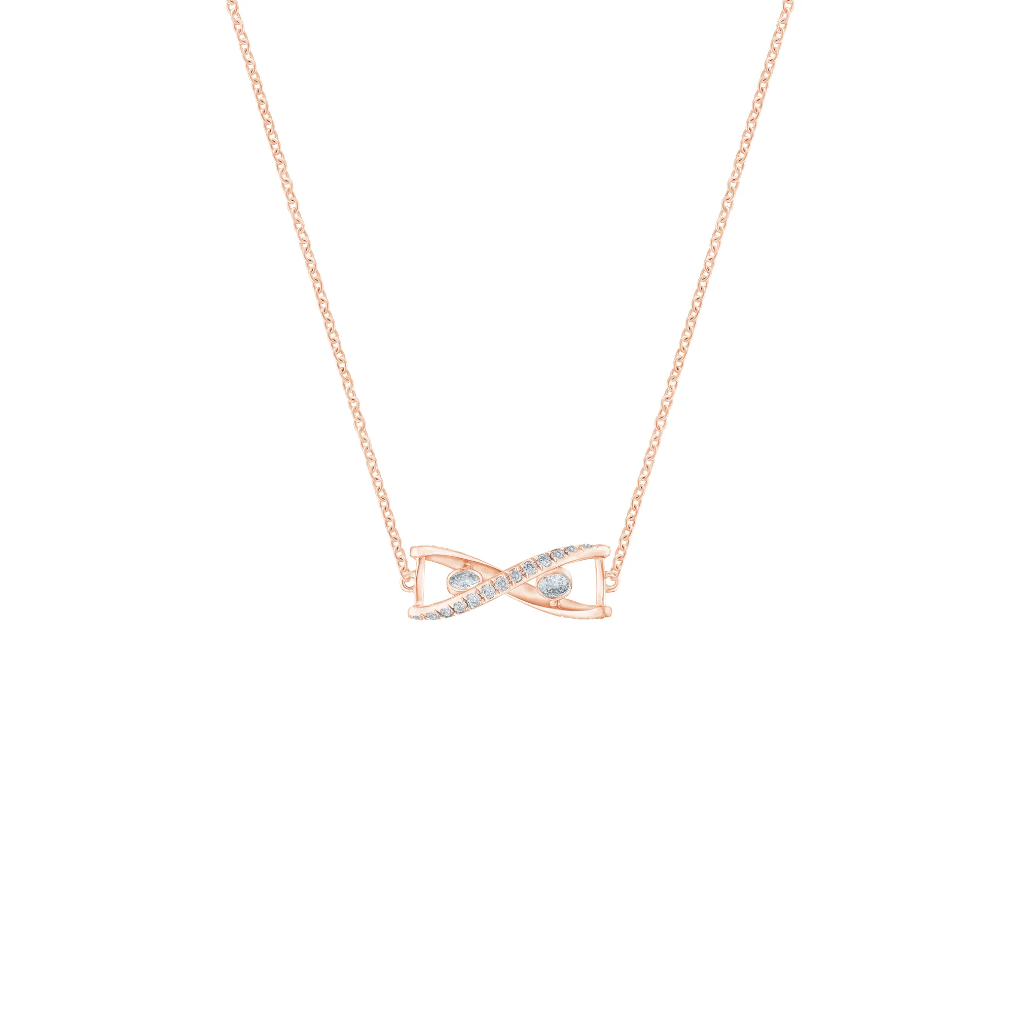 Soleluna DNA Diamond Necklace Featuring the DNA Structure in 10K Rose Gold and Diamonds - DeGem Malaysia