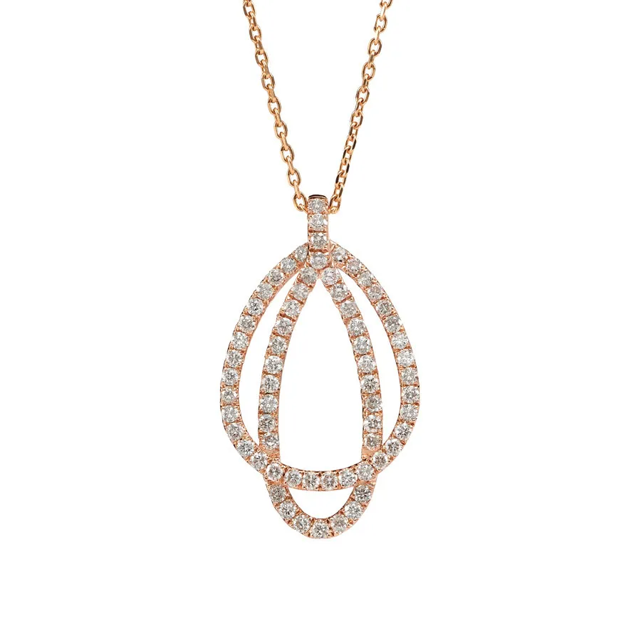 Soleluna Astra Diamond Dual-Loop Necklace In 10k Rose Gold With Round Brilliant Diamonds - DeGem Malaysia