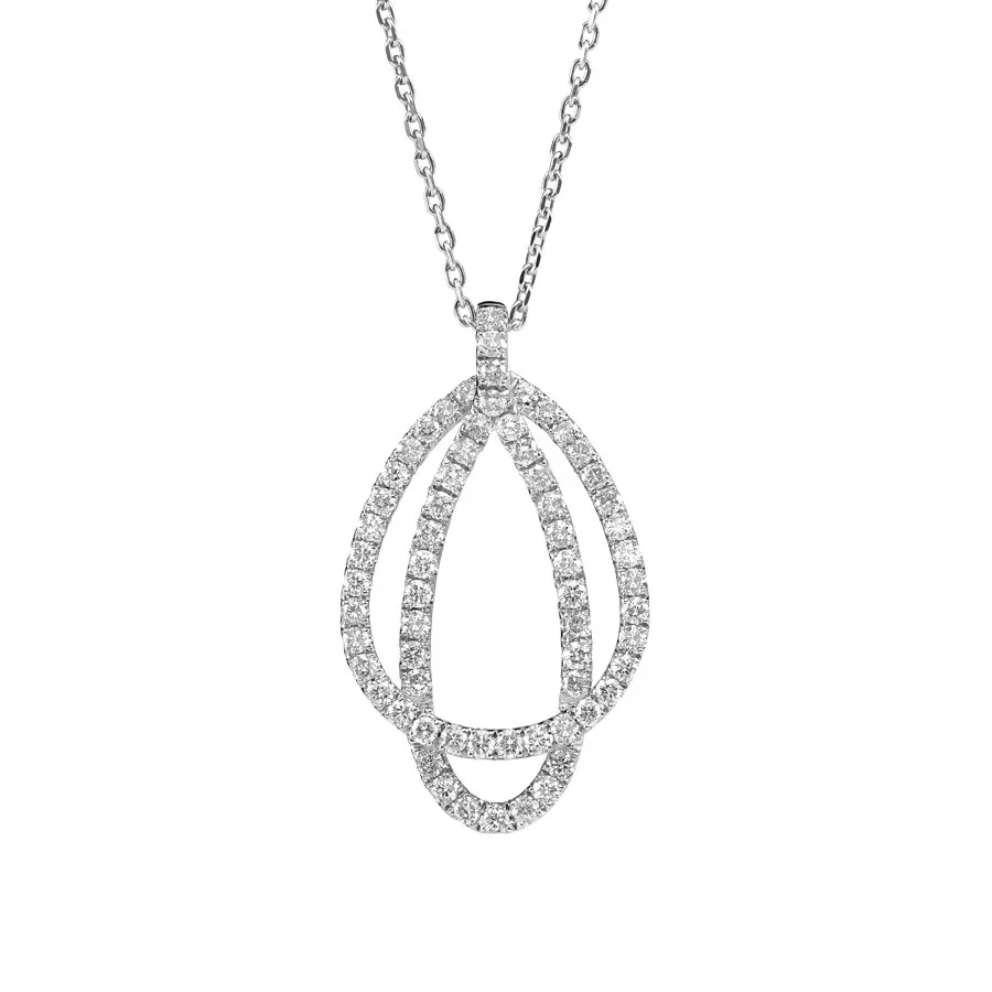 Soleluna Astra Diamond Dual-Loop Necklace Featuring Round Brilliant Diamonds Set in Rose Gold - DeGem Malaysia