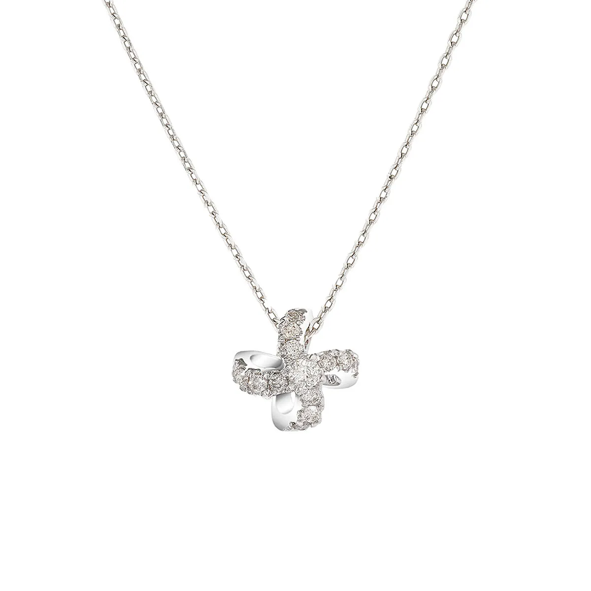 Soleluna Astra Quad Cosmic Loop Diamond Necklace In 10k White Gold With 13 Pieces Of Diamonds - DeGem Malaysia