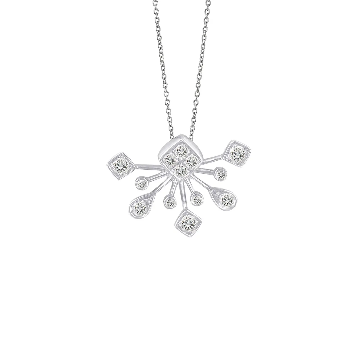 Soleluna Astra Starshine Diamond Necklace In 10k White Gold With 13 Pieces Of Diamonds - DeGem Malaysia