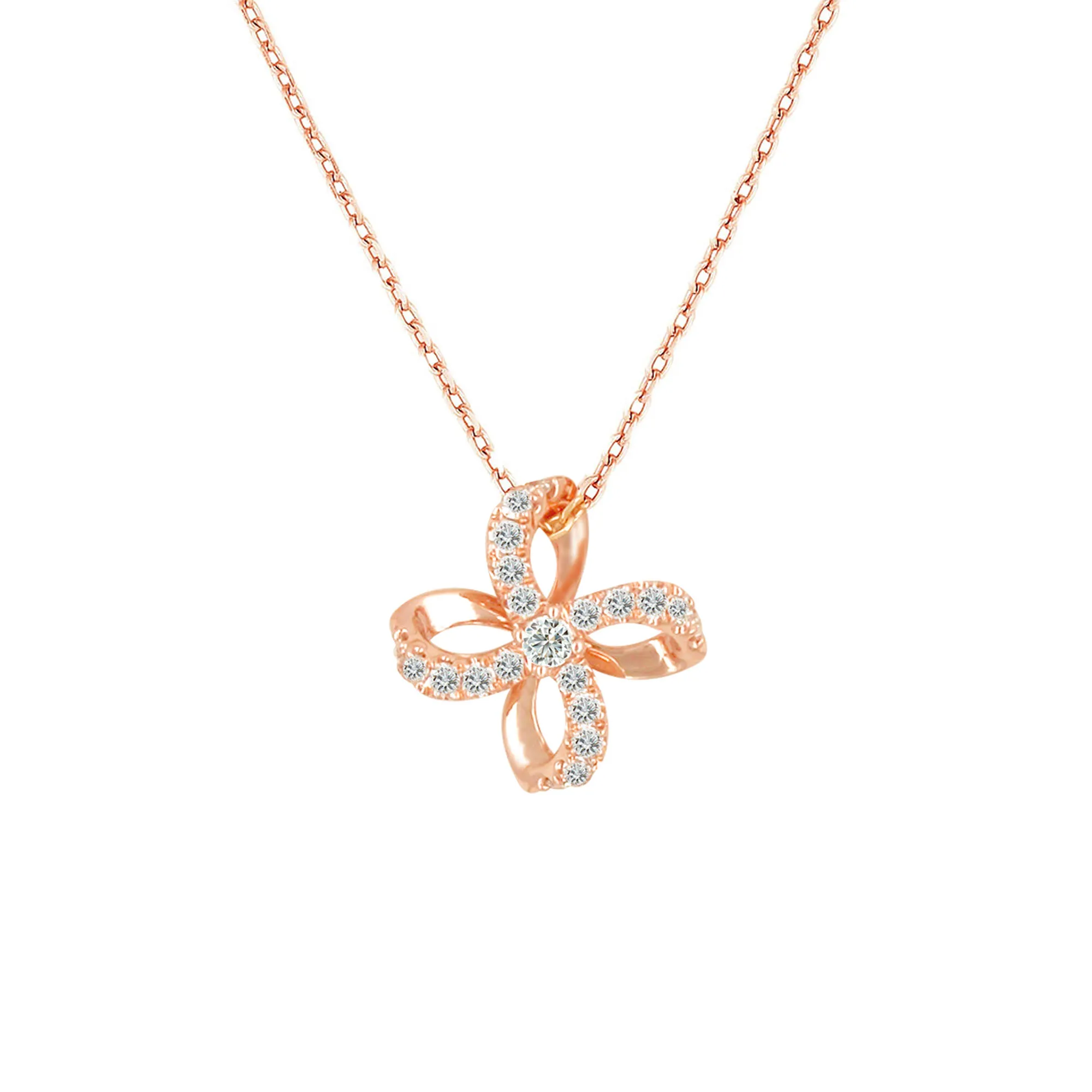 Soleluna Astra Stellar Quad Cosmic Loop Diamond Necklace Showcasing 10K Rose Gold with 21 Pieces of Diamonds - DeGem Malaysia