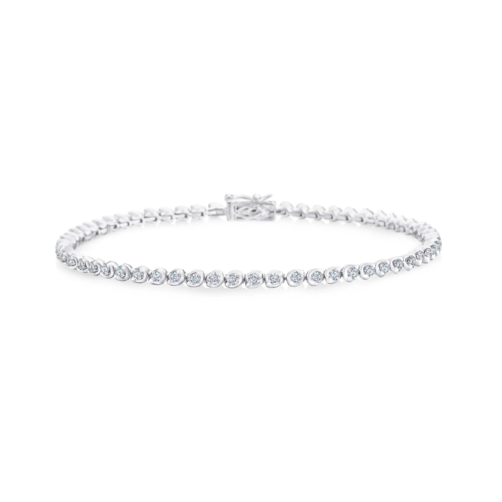 DeGem Urban Chic Duet Tennis Bracelet In 18K White Gold With Round Brilliant Diamonds - DeGem Malaysia