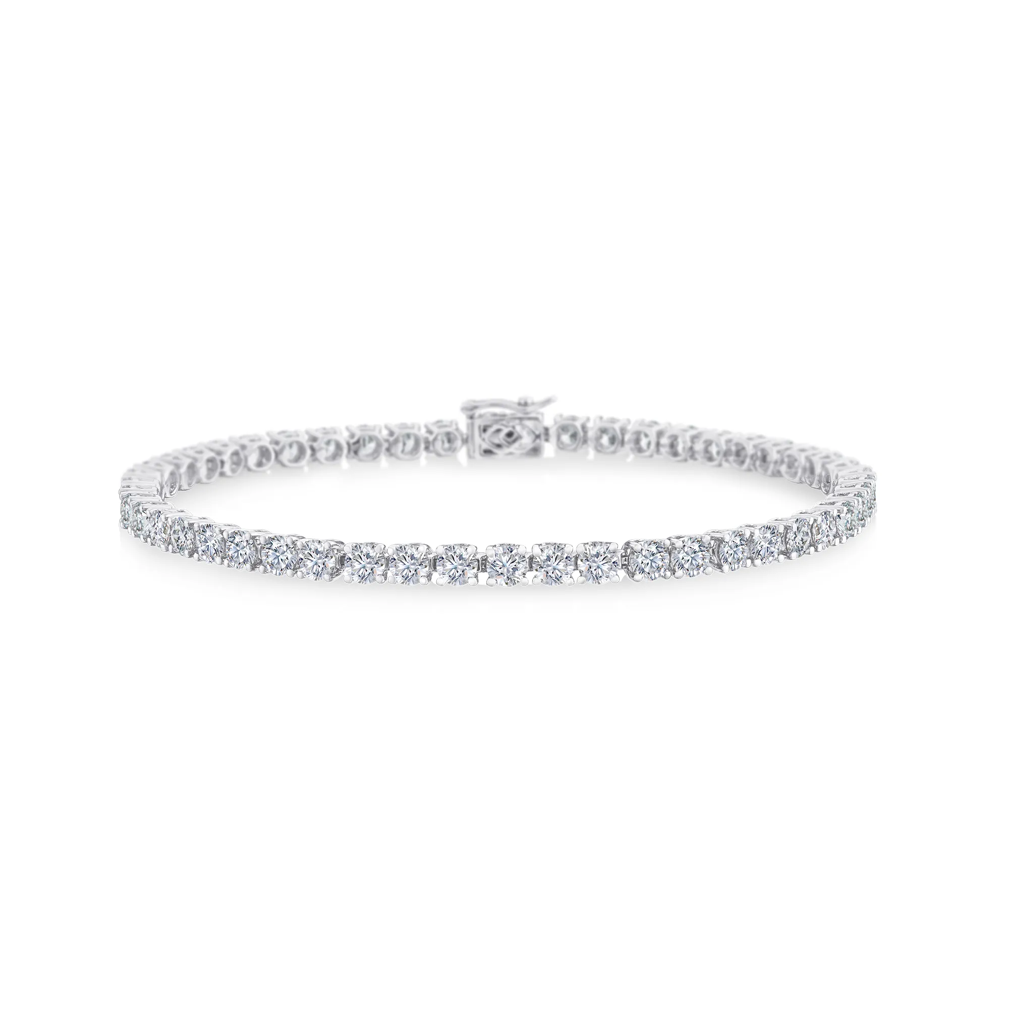 DeGem Urban Chic 4-prong Tennis Bracelet In 18K White Gold With Round Brilliant Diamonds - DeGem Malaysia