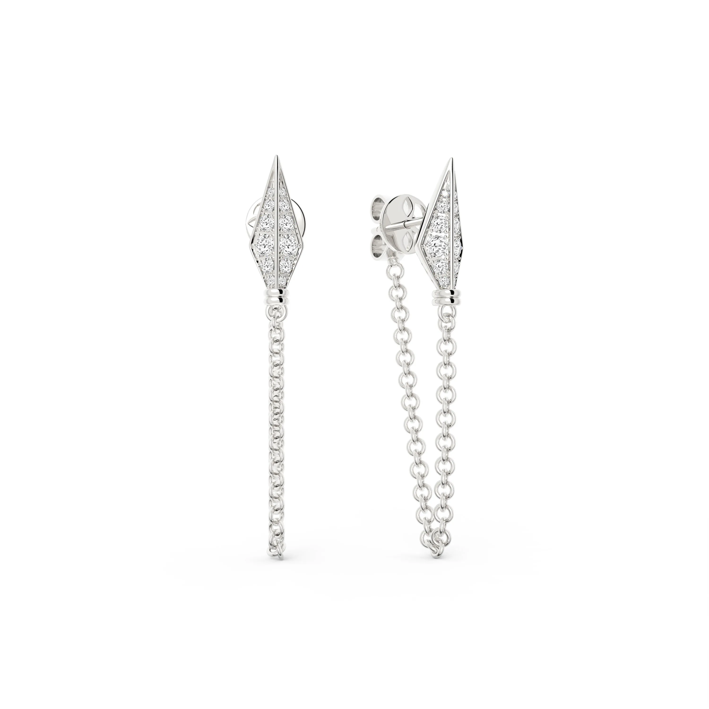 Soleluna Urban Warrior Diamond Earrings In 10k White Gold And 24 Pieces Of Round Brilliant Cut Diamonds - DeGem Malaysia
