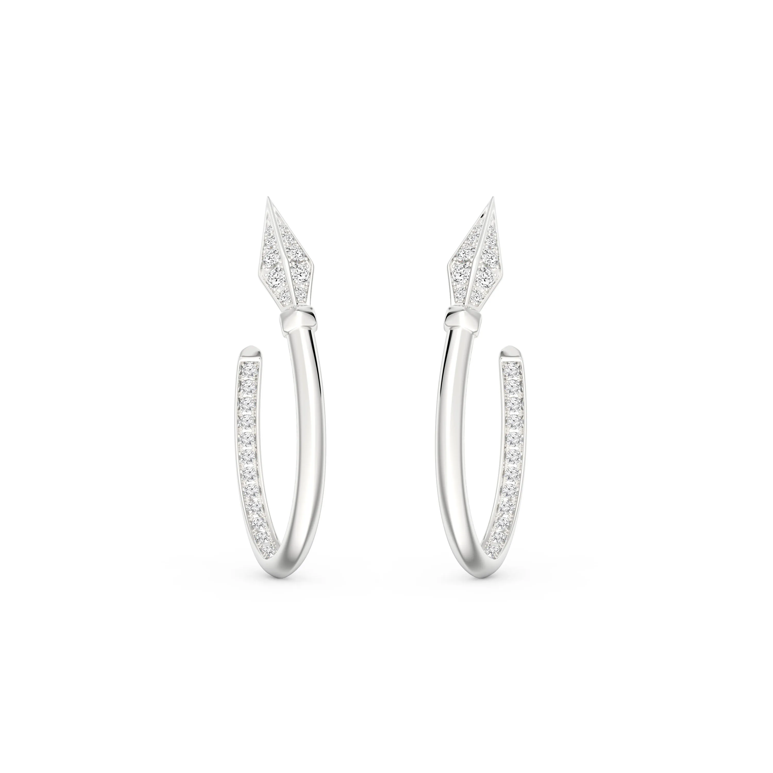 Soleluna Urban Warrior Diamond Earrings In 10k White Gold And 46 Pieces Of Round Brilliant Cut Diamonds - DeGem Malaysia