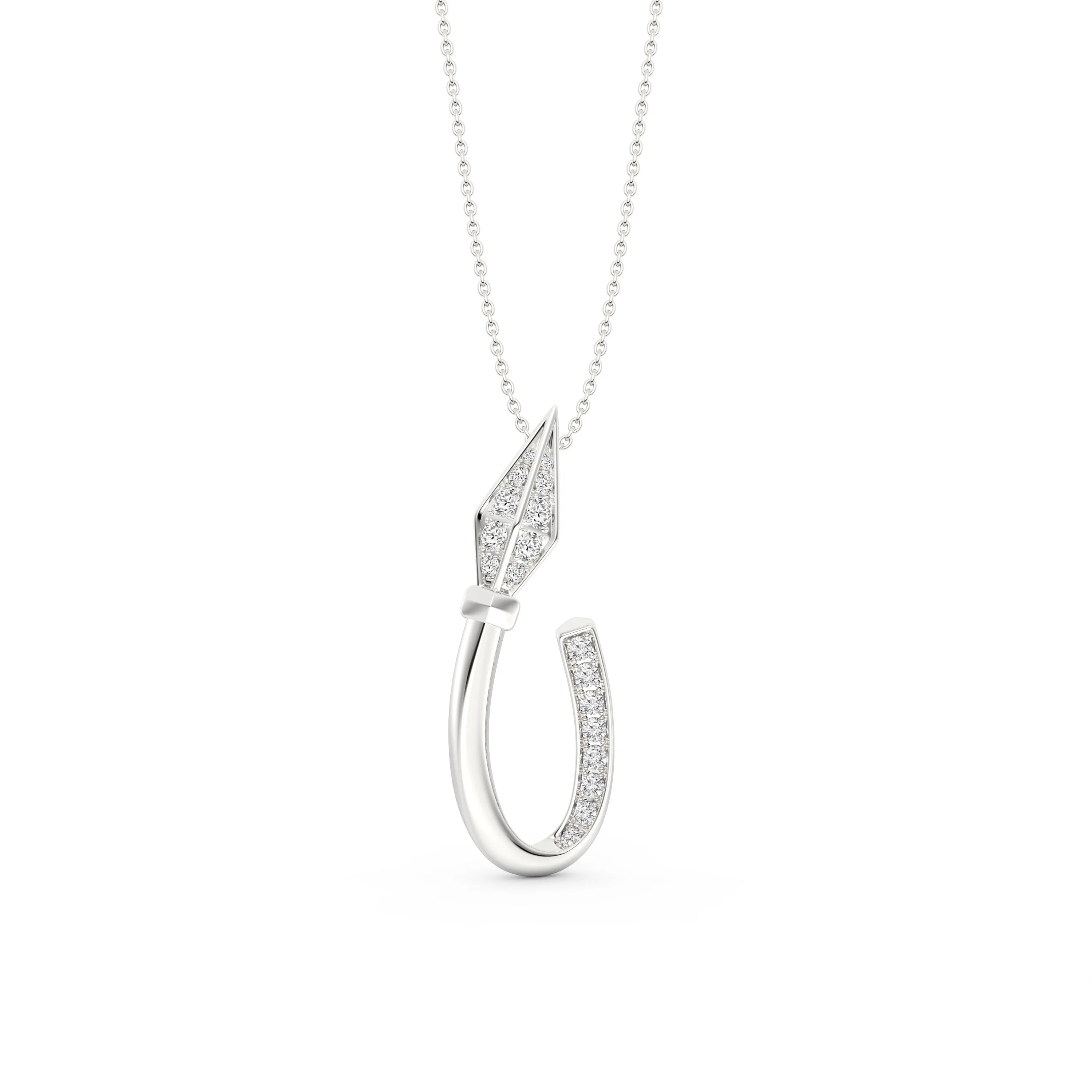 Soleluna Urban Warrior Diamond Necklace In 10K White Gold With 18 Pieces Of Round Brilliant Cut Diamonds  - DeGem Malaysia