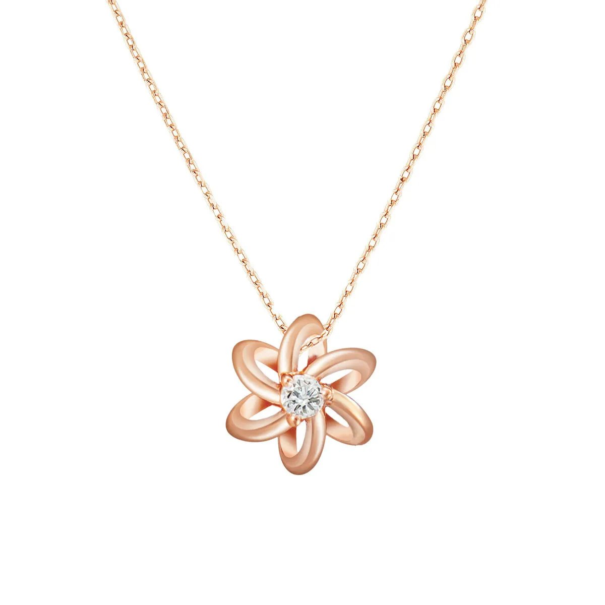 Soleluna Astra Hexa Cosmic Loop Necklace In 10k Rose Gold With 1 Piece Of Diamond - DeGem Malaysia