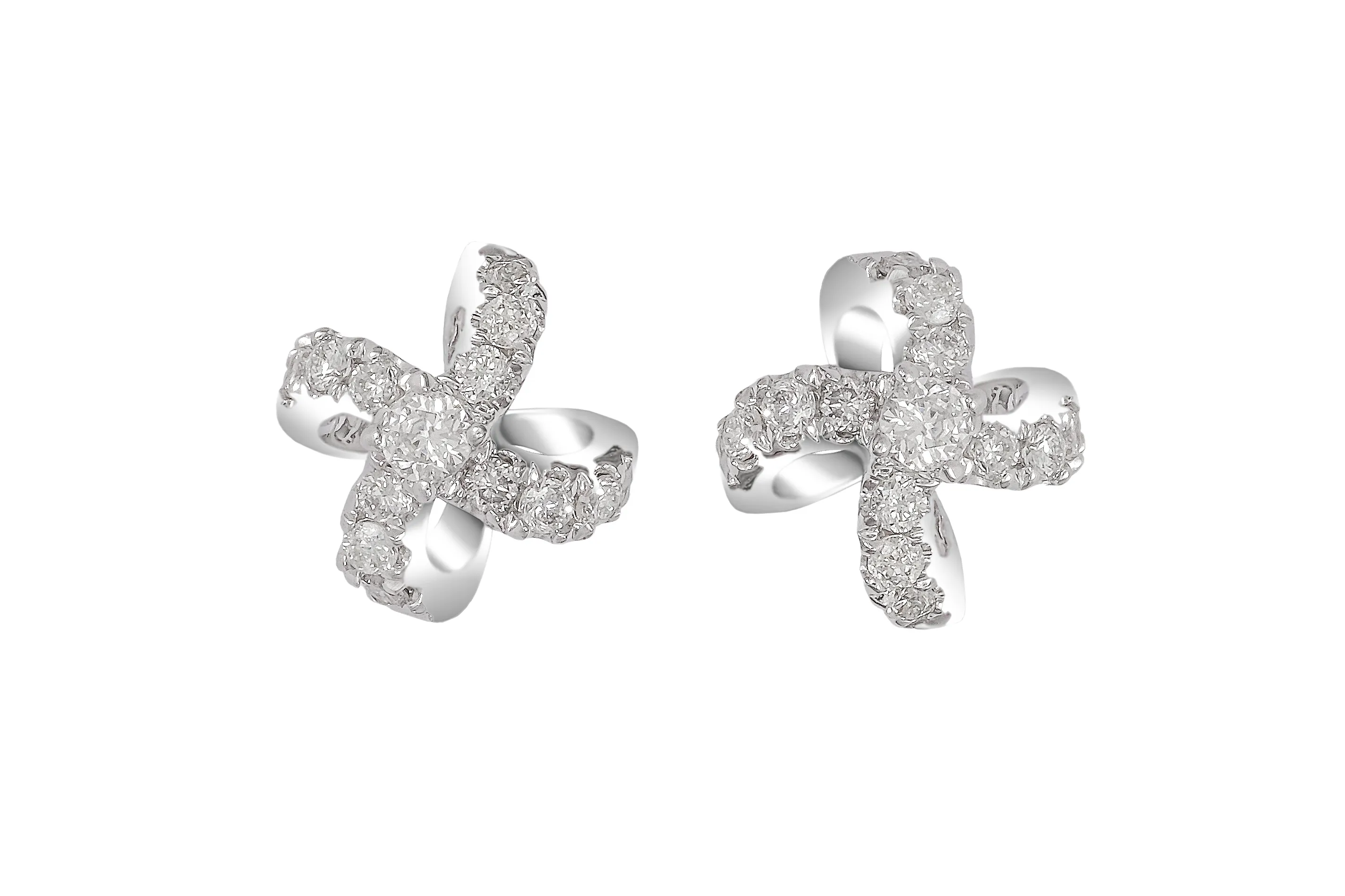 Soleluna Astra Quad Cosmic Loop Earrings In 10k White Gold And 26 Pieces Of Diamonds - DeGem Malaysia