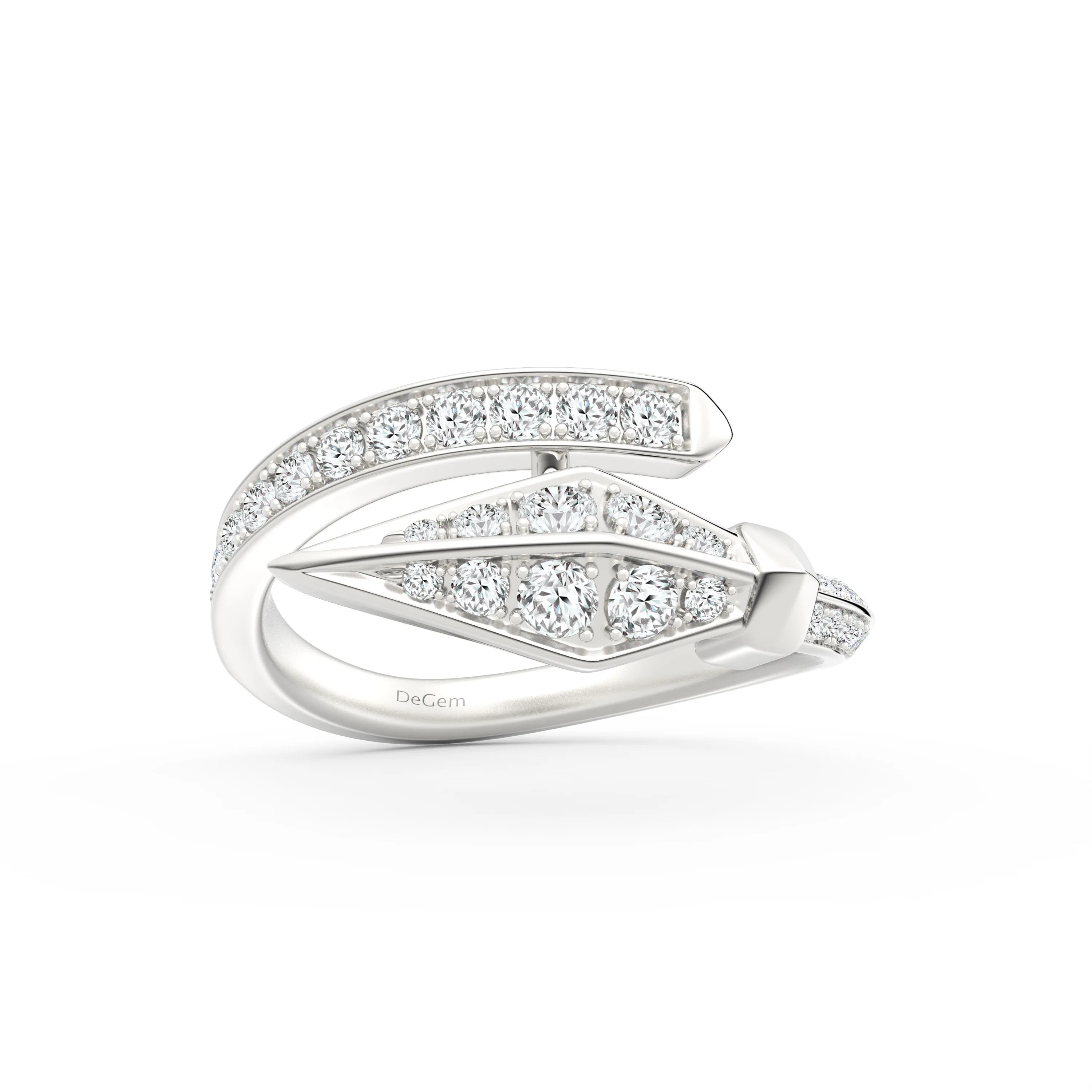 Soleluna Urban Warrior Ring In 10K White Gold With Round Brilliant Diamonds- DeGem Malaysia