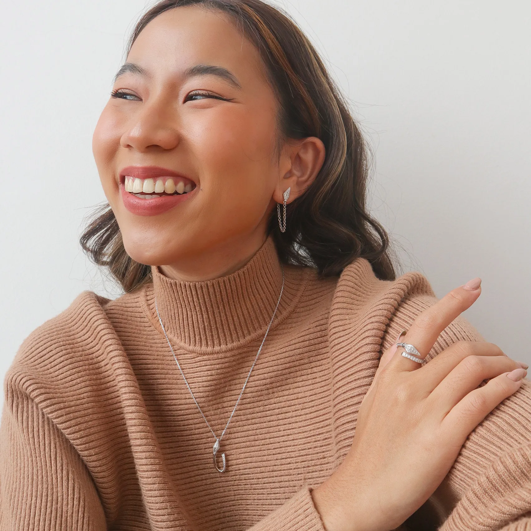 Soleluna Urban Warrior Diamond Ring Showcasing 38 Pieces of Round Brilliant Cut Diamonds in a 10K White Gold Setting - DeGem Malaysia