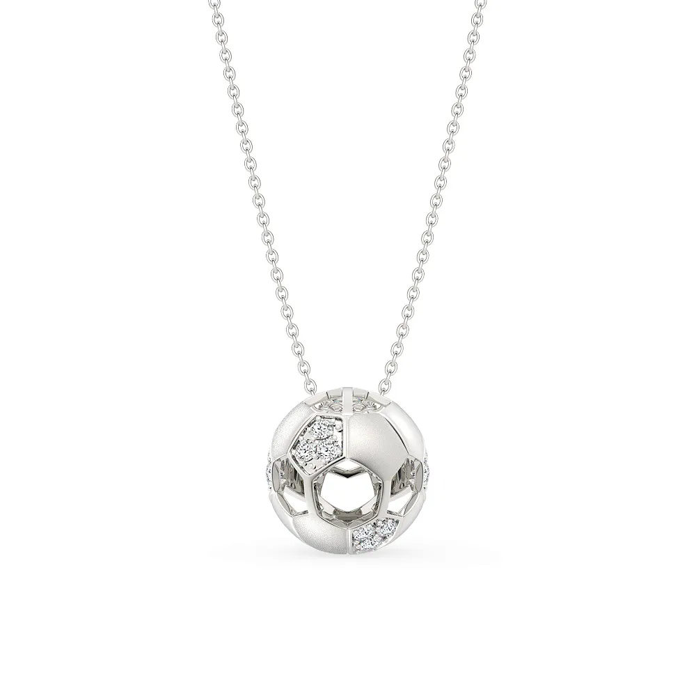 Soleluna Aury Modular Sphere Necklace In 10k White Gold With 16 Pieces Of Diamonds - DeGem Malaysia