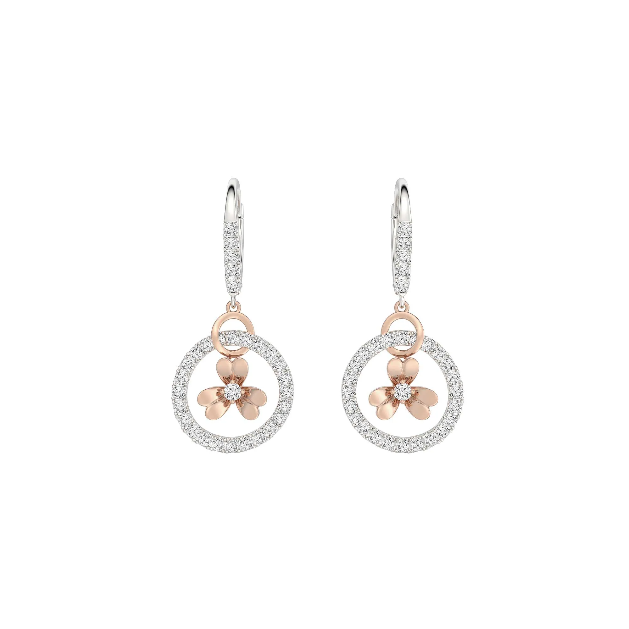Soleluna Aglaia Love Clover Earrings in White Gold With Diamonds - DeGem Malaysia