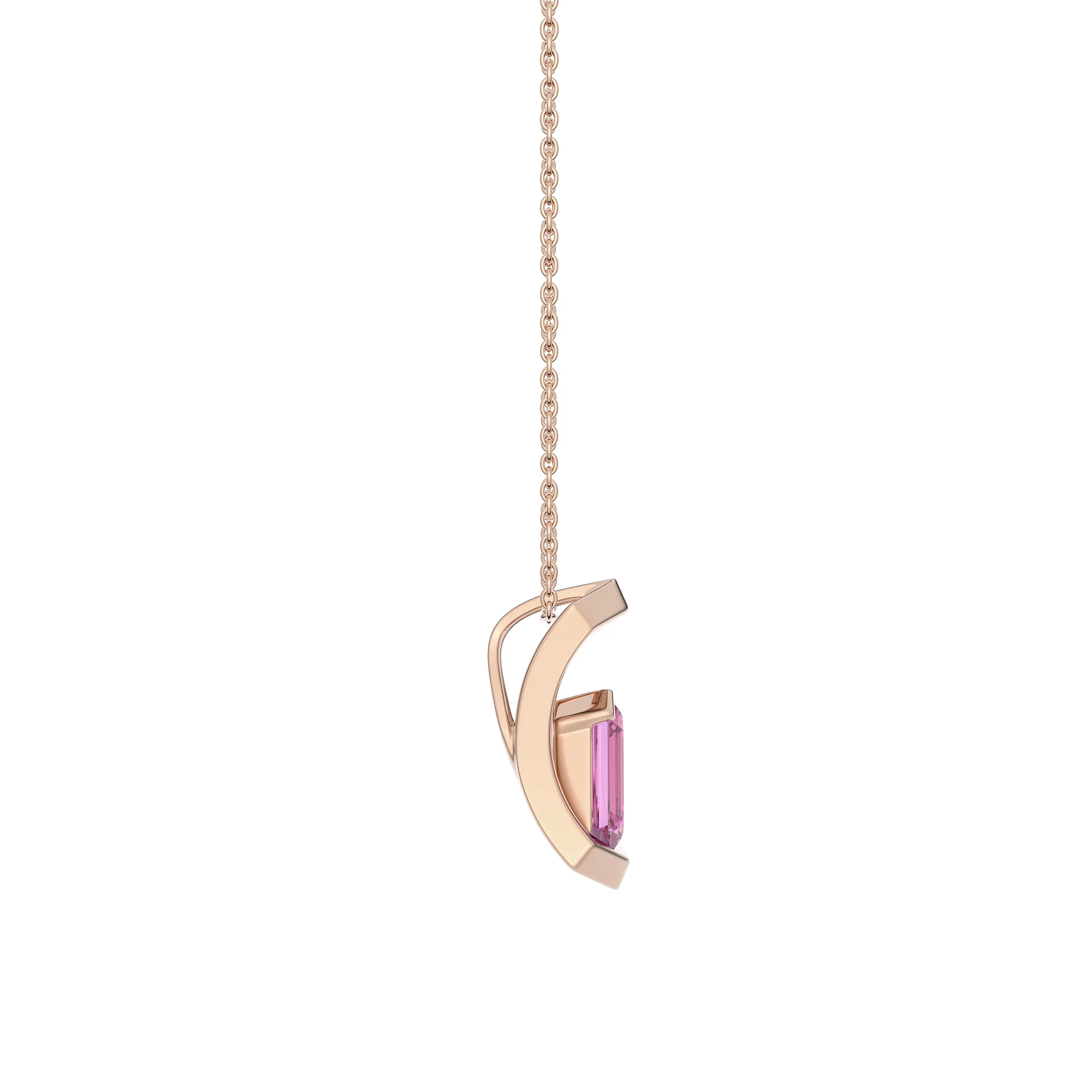 DeGem Respirer Sapphire Pendant Set in 18K Rose Gold with Octagonal Pink Sapphire - DeGem Malaysia