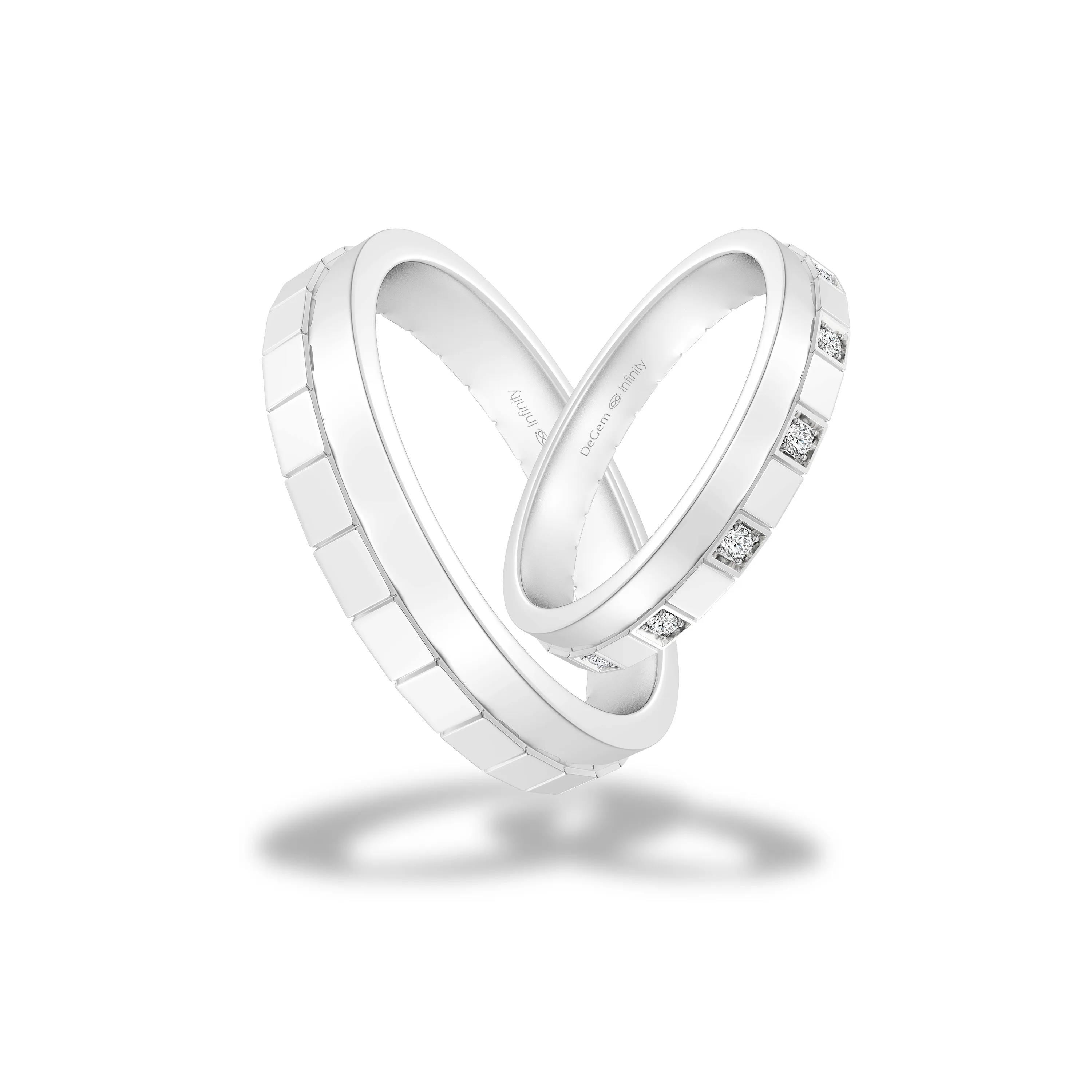 Infinity Rome 950 Platinum With 6 Round Brilliant Diamonds Wedding Band - DeGem Malaysia