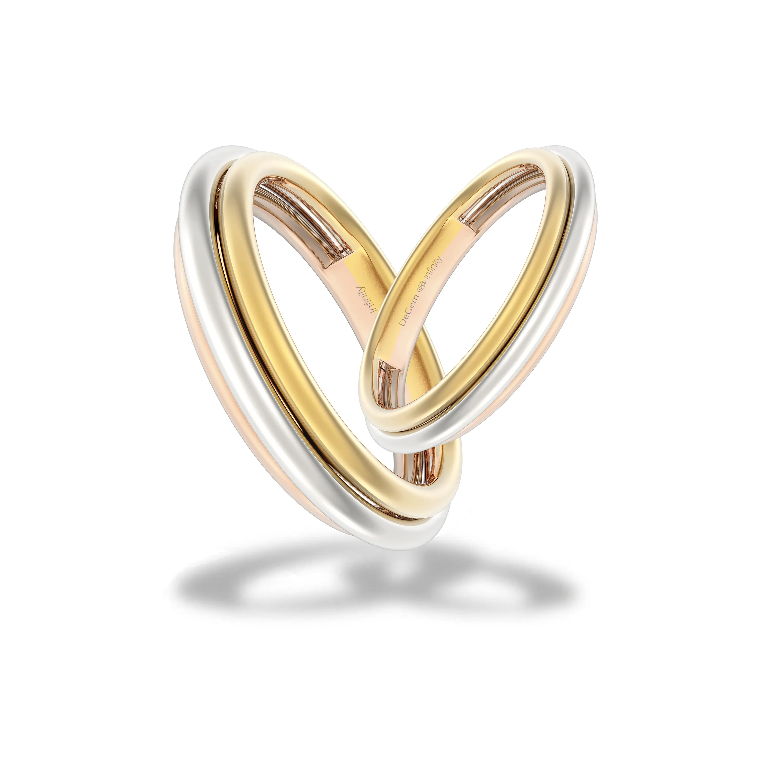 Infinity Lisbon Tri-coloured 18K White Gold, Rose Gold And Yellow Gold Ring - DeGem Malaysia