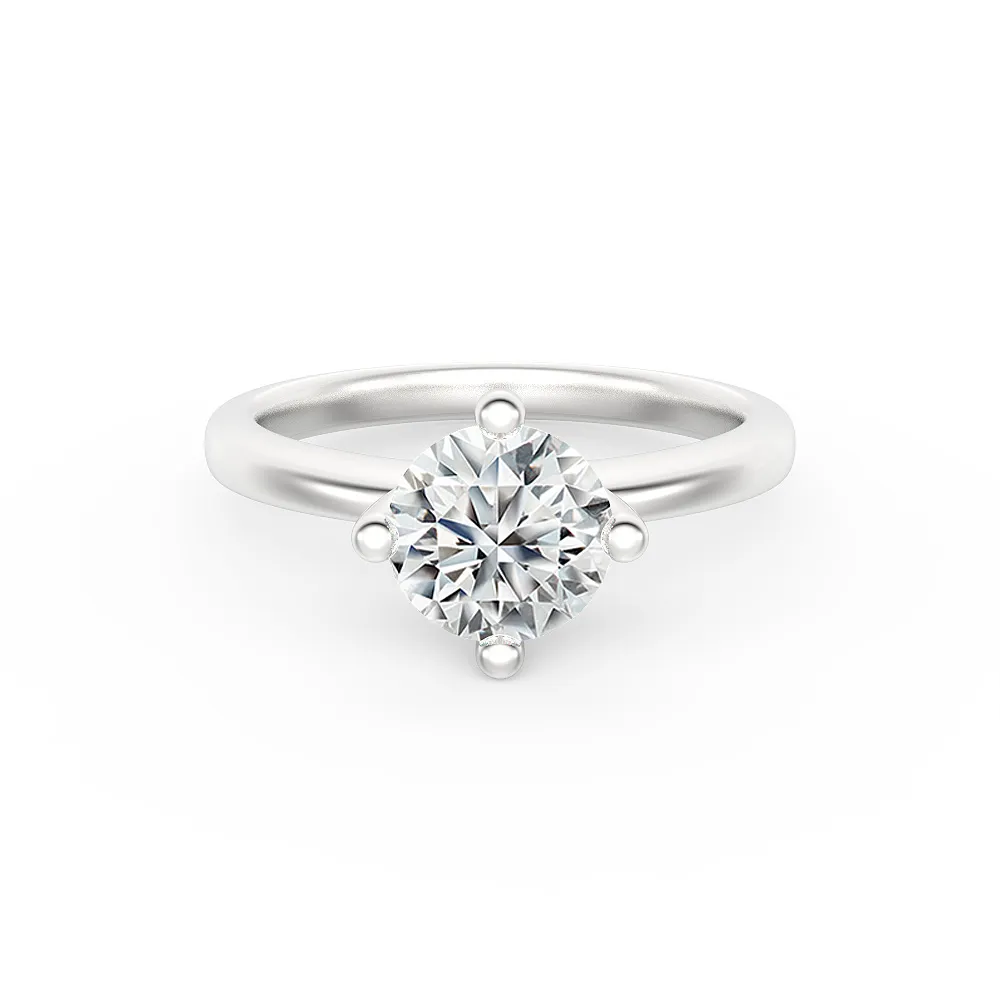 BrilliantC Unity 4-Prong Round Solitaire Diamond Platinum Engagement Ring - DeGem Malaysia