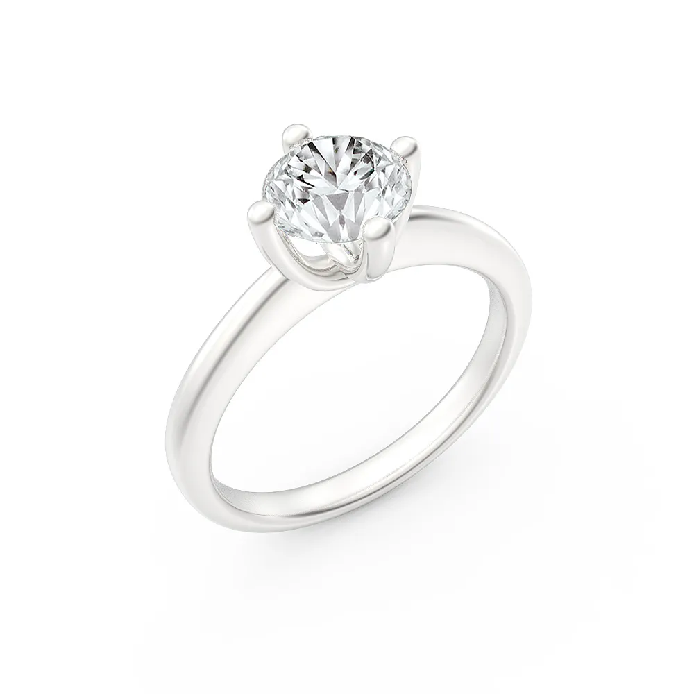 BrilliantC Unity 4-Prong Round Solitaire Engagement Ring Set Platinum with an Ideal-Cut BrilliantC Diamond at the Heart - DeGem Malaysia