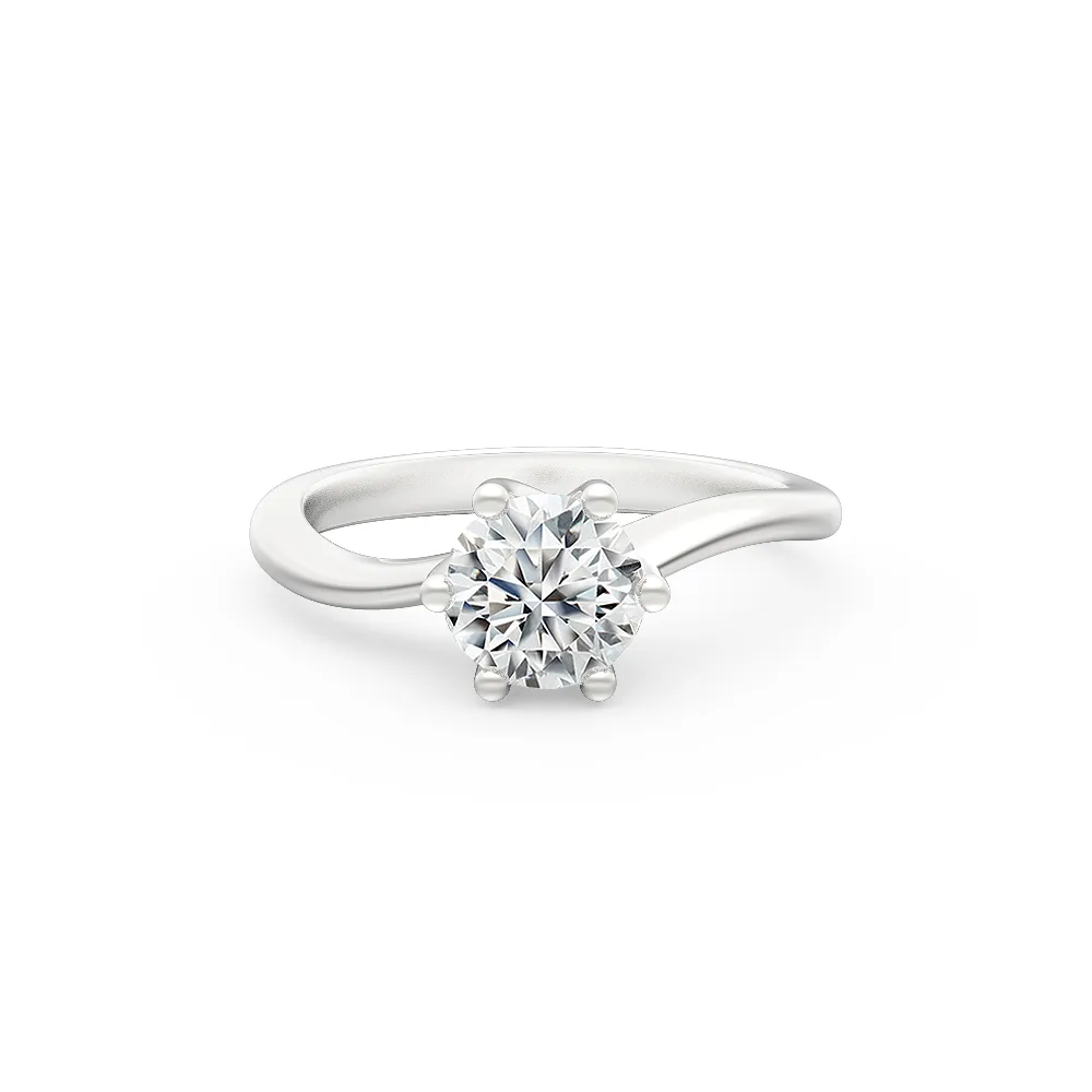 BrilliantC Unity 6-Prong Round Solitaire Diamond Platinum Engagement Ring - DeGem Malaysia