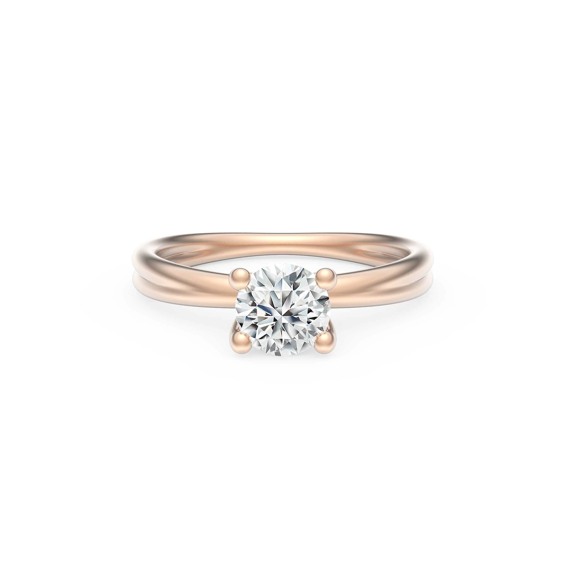 BrilliantC Unity 4 Prong Round Solitaire Diamond 18K Rose Gold Engagement Ring - DeGem Malaysia
