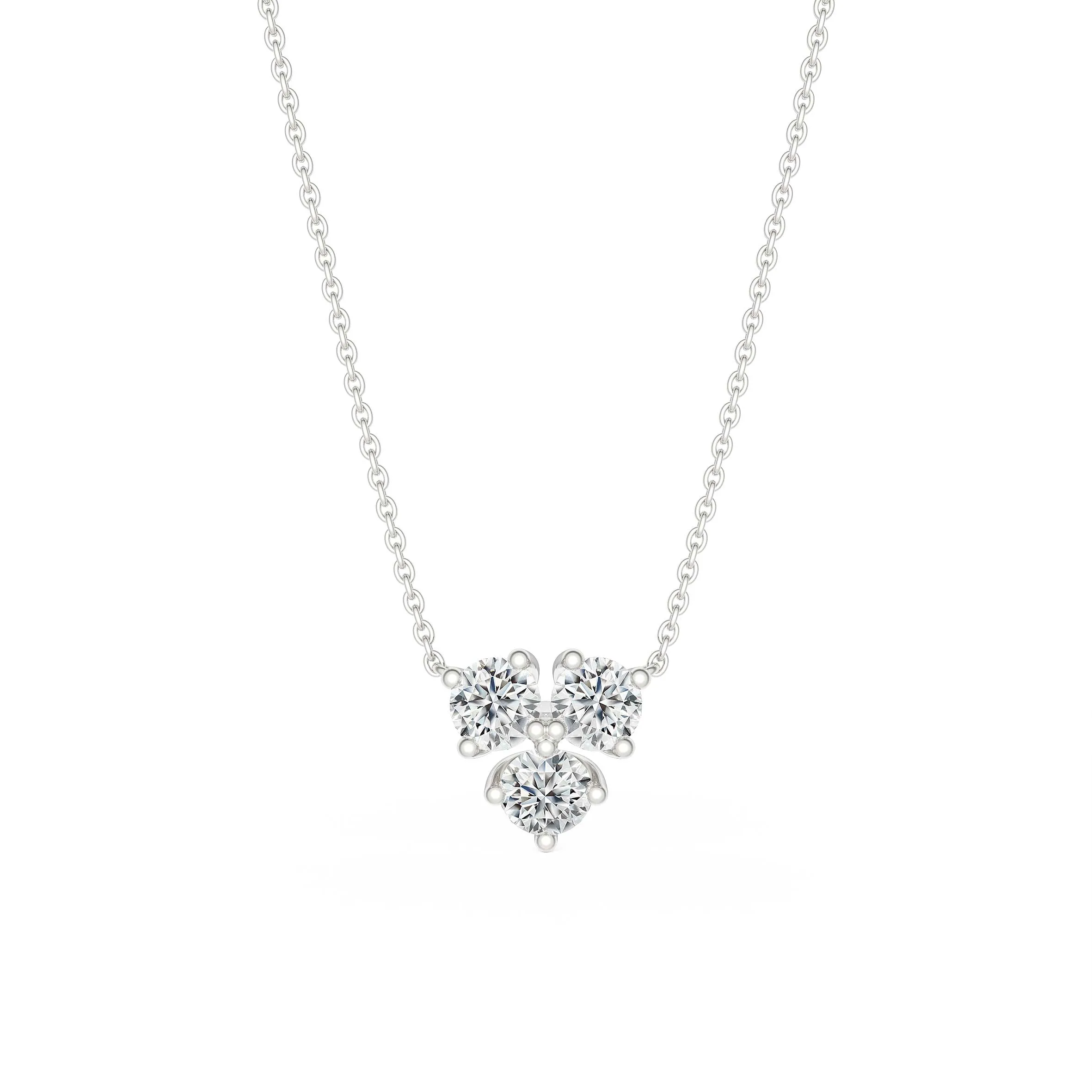 BrilliantC Unity 3-Stone Diamond Pendant in Platinum Featuring a Heart Formed by 3 Divine Ideal-Cut BrilliantC Diamonds - DeGem Malaysia