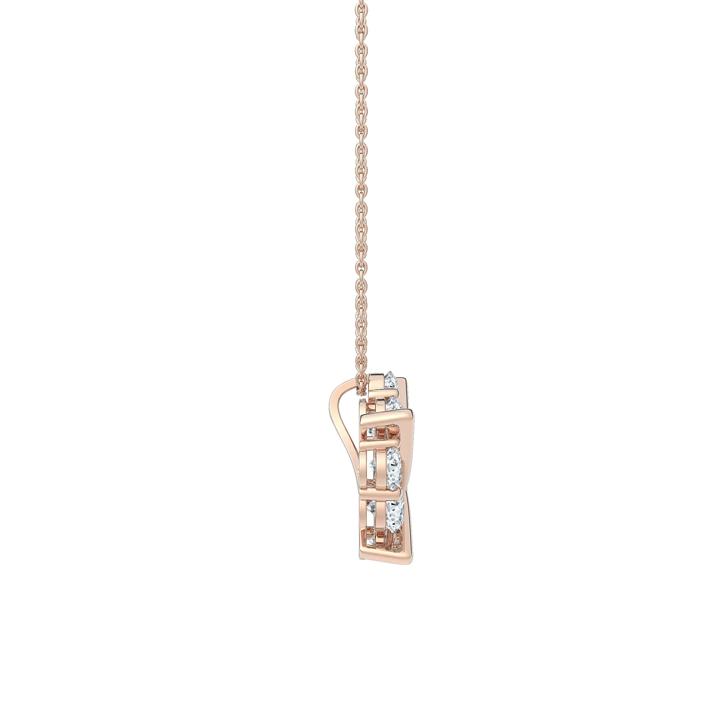 BrilliantC Connect Diamond Pendant Necklace Featuring 18K Rose Gold with 8 Ideal-Cut BrilliantC Diamonds - DeGem Malaysia